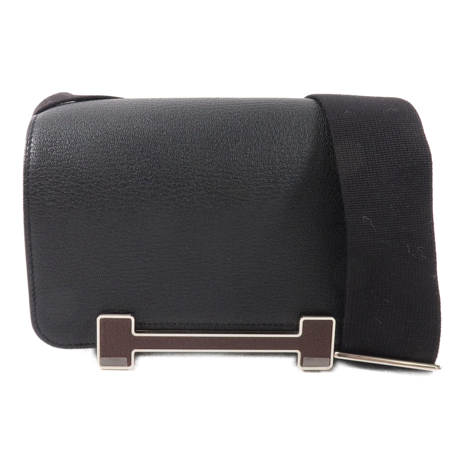 HERMES Chevre皮革Geta Bicolor肩背袋Noir