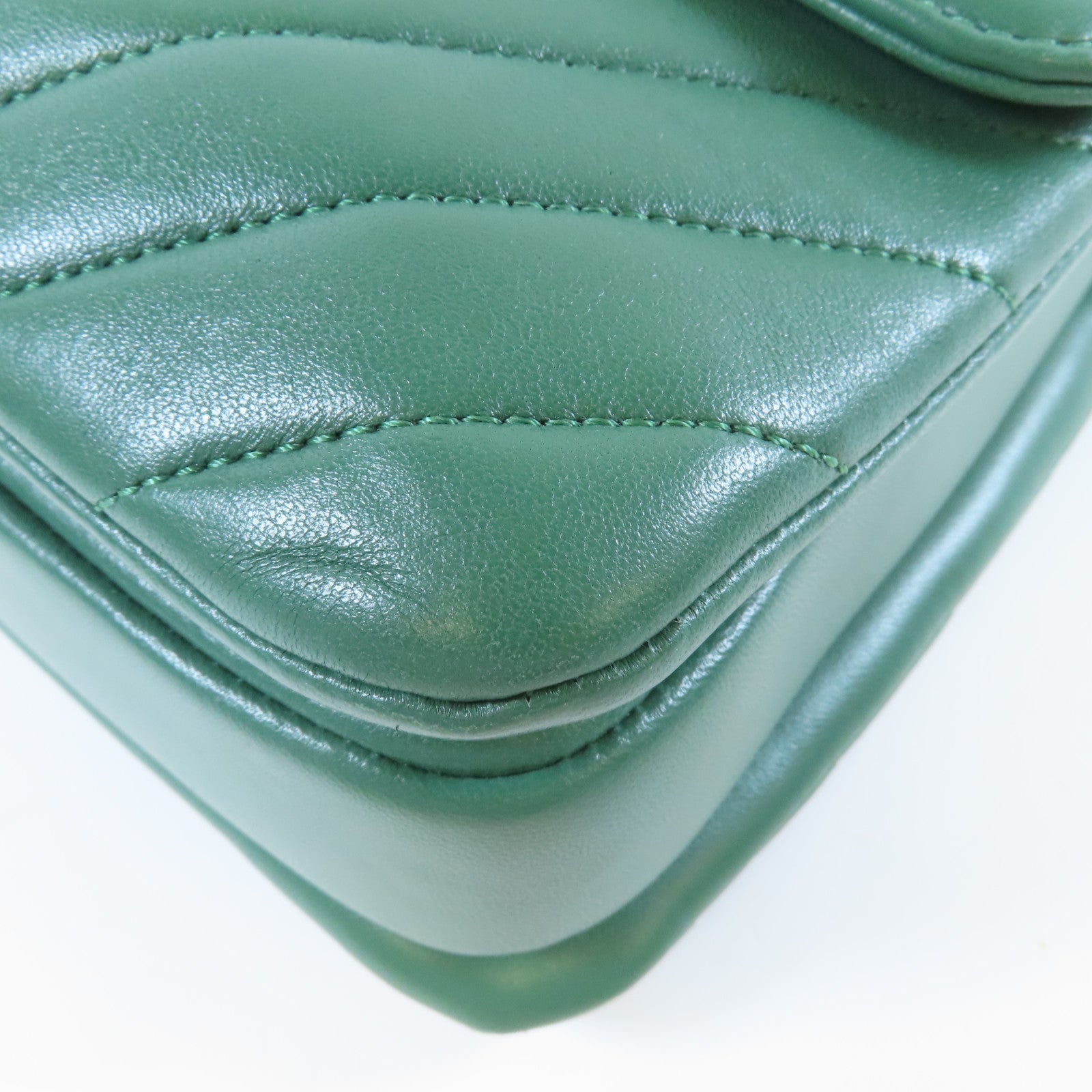 CHANEL 【激減優惠】羊皮皮革Chain Shoulder Bag金扣手挽肩背兩用袋綠色