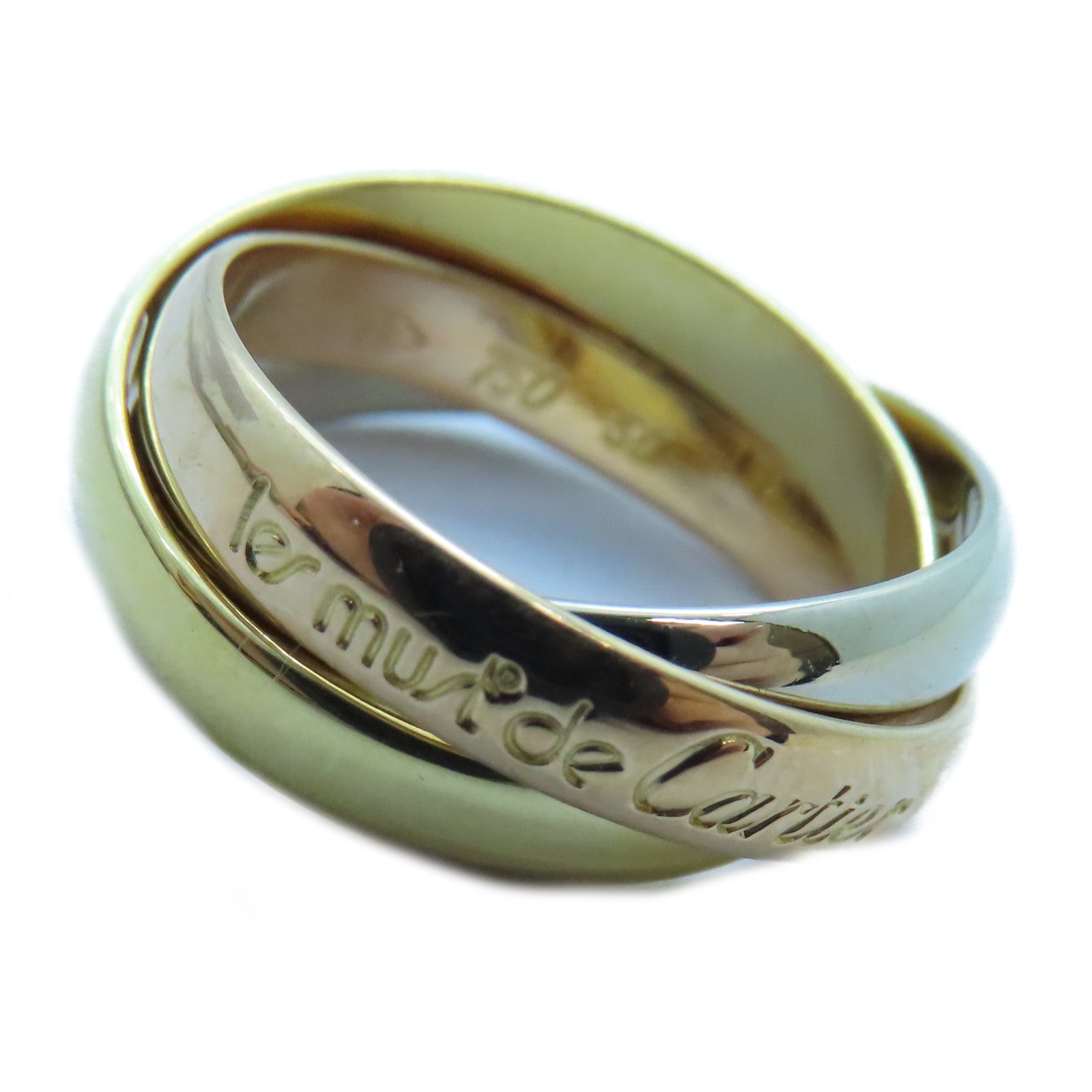 CARTIER 18K黃金/白金/玫瑰金Trinity戒指Cartier#50/US#5.5