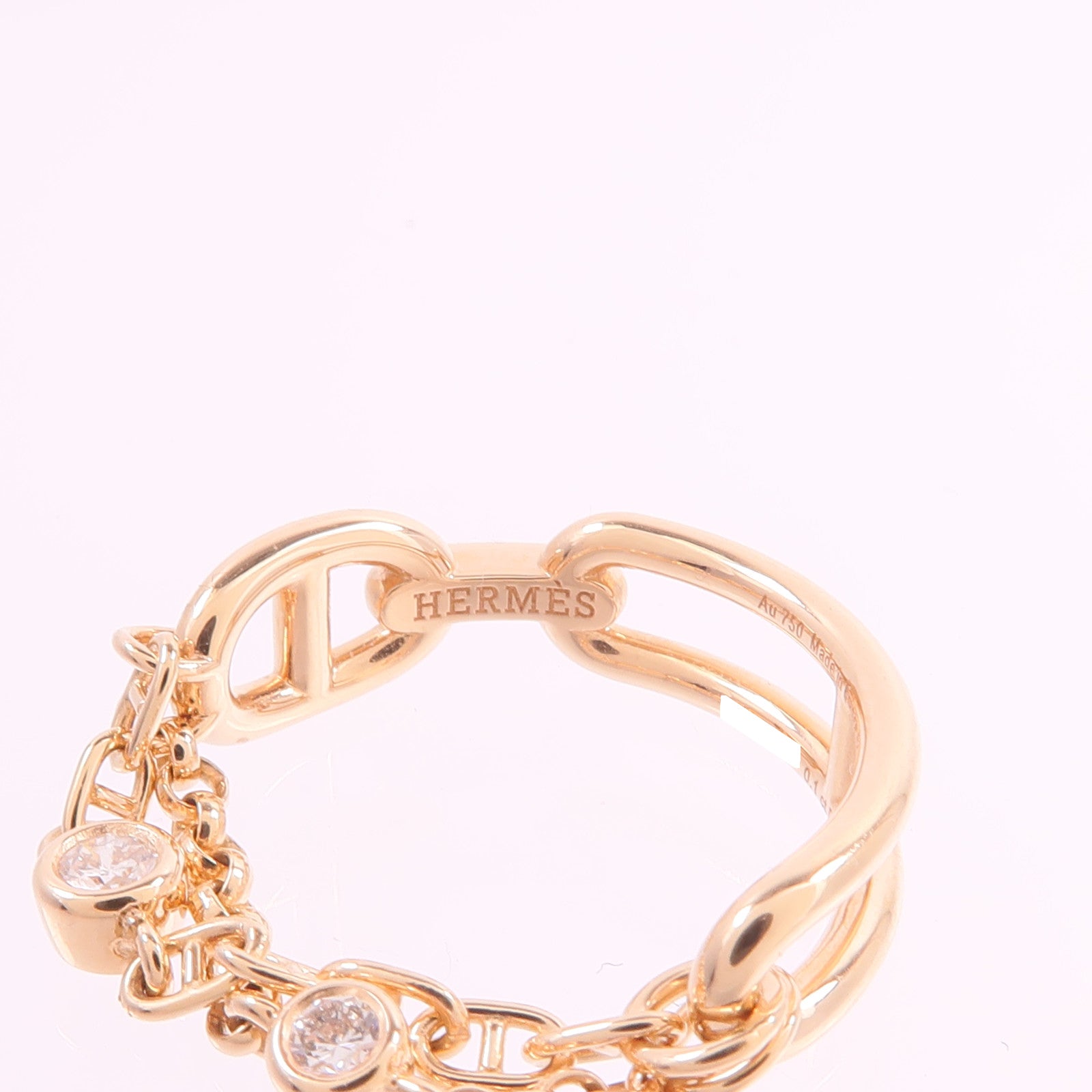 HERMES 18K玫瑰金Chaine d'ancre Chaos Ring鑽石戒指