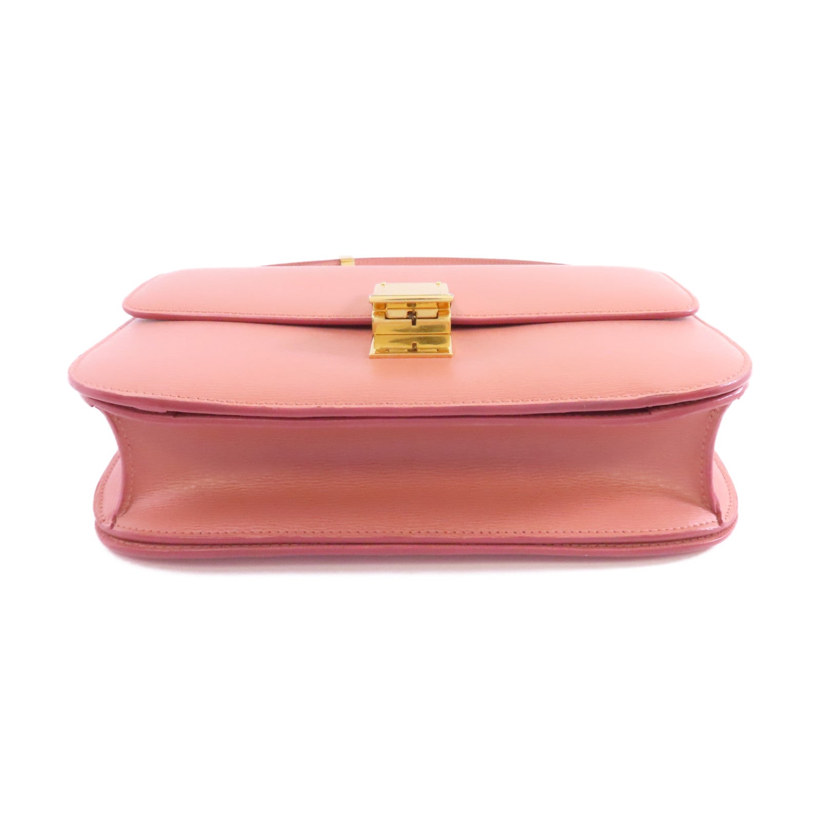 CELINE 【激減優惠】牛皮皮革Celine Box金扣肩背袋粉紅色
