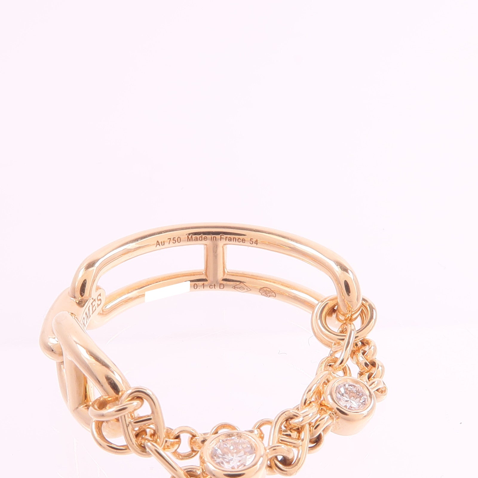 HERMES 18K玫瑰金Chaine d'ancre Chaos Ring鑽石戒指