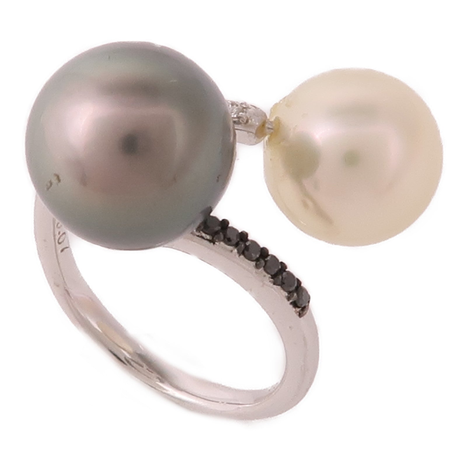 JEWELRY 18K白金/Tahitian Pearl/Pearl/Diamond Ring大溪地珍珠/珍珠/鑽石戒指