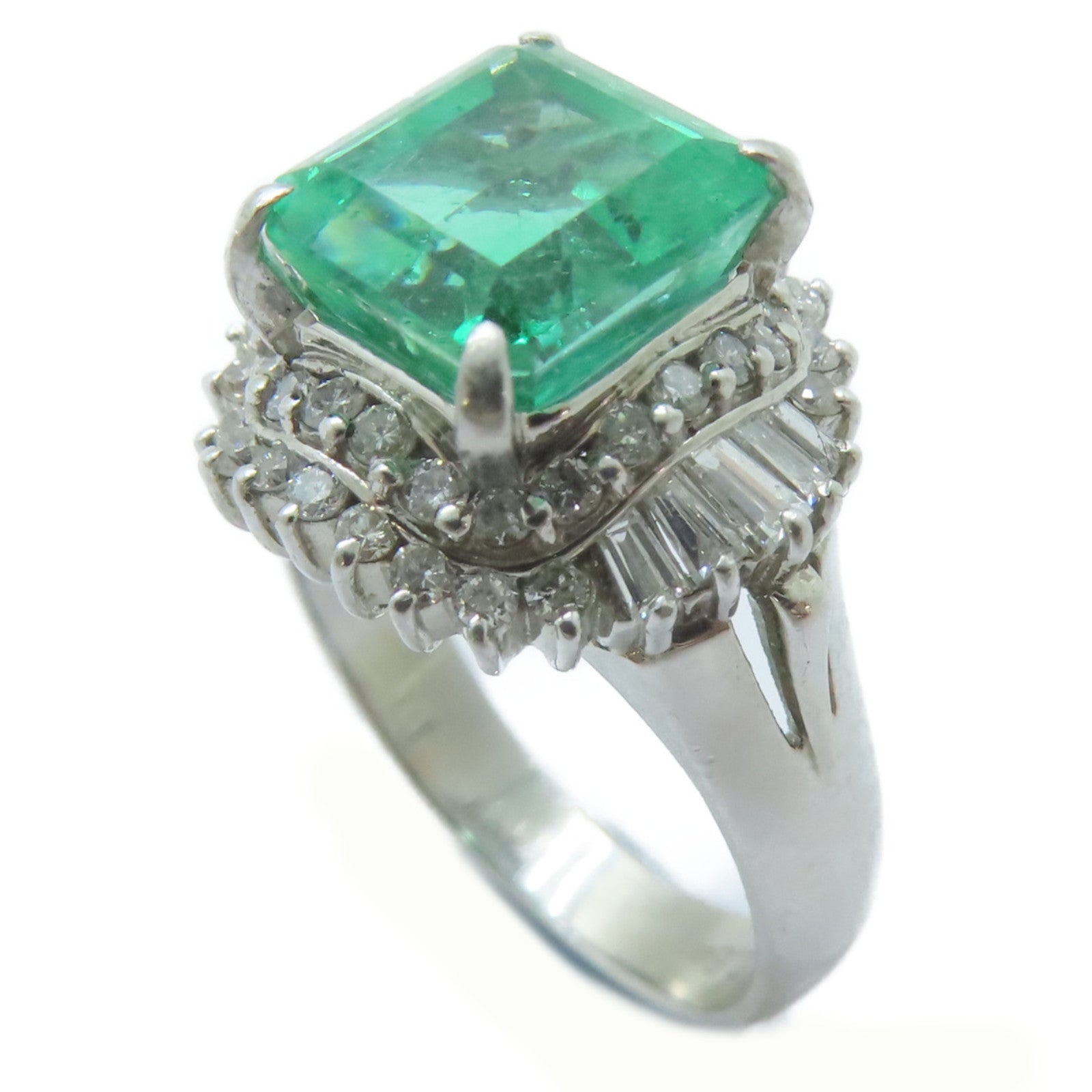 JEWELRY 【激減優惠】PT900鉑金Emerald Ring 2.84ct綠寶石/0.66ct鑽石戒指US#5.75