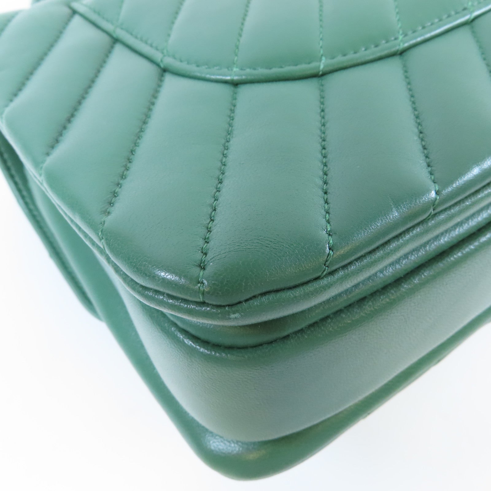 CHANEL 【激減優惠】羊皮皮革Chain Shoulder Bag金扣手挽肩背兩用袋綠色