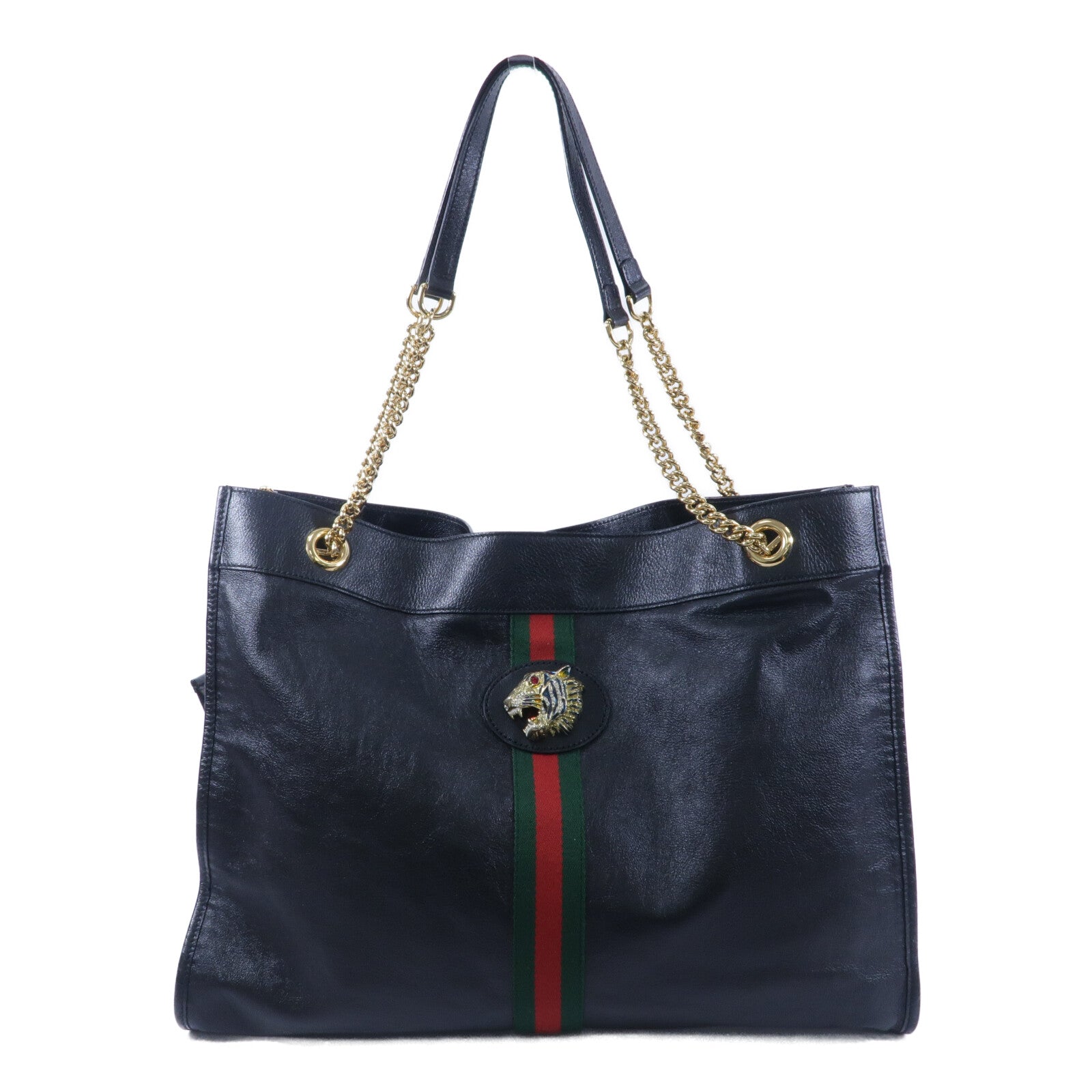 GUCCI 牛皮皮革Rajah Tote鏈帶手挽袋