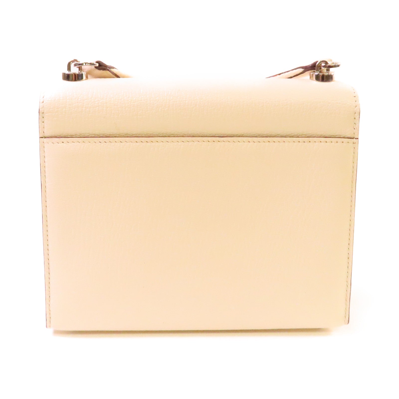 HERMES 【激減優惠】Chevre皮革Mini Verrou Shoulder Bag銀扣肩背袋Nata牛奶色