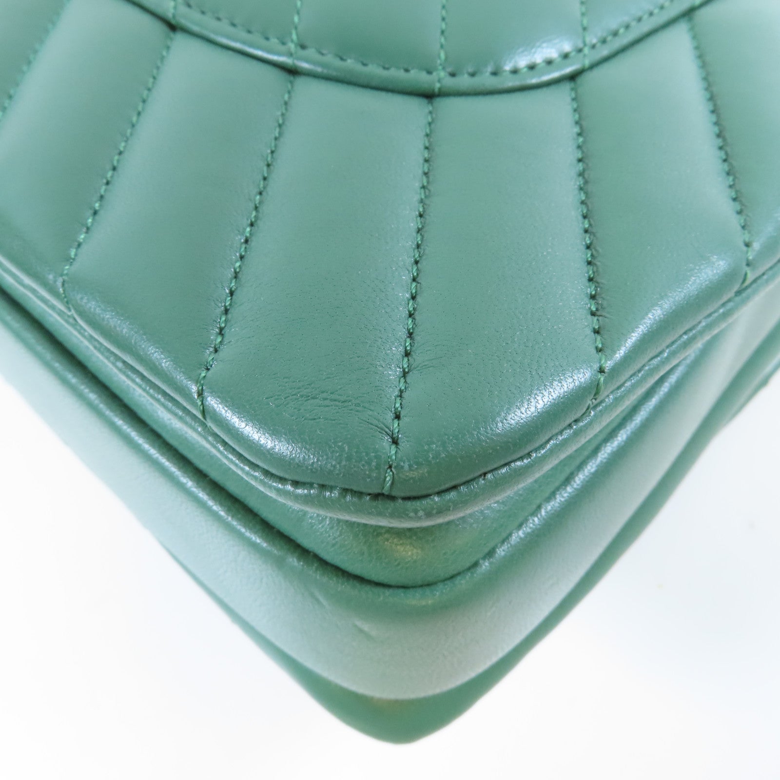 CHANEL 【激減優惠】羊皮皮革Chain Shoulder Bag金扣手挽肩背兩用袋綠色