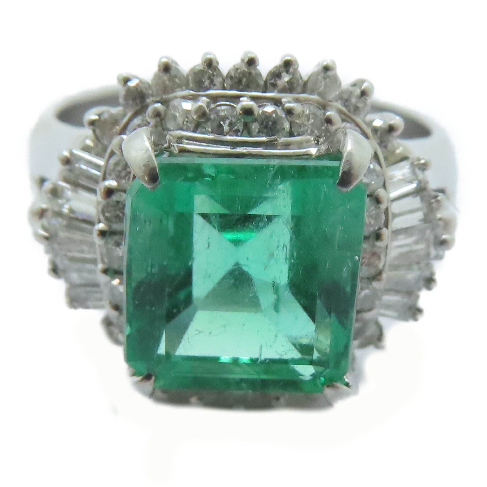 JEWELRY 【激減優惠】PT900鉑金Emerald Ring 2.84ct綠寶石/0.66ct鑽石戒指US#5.75