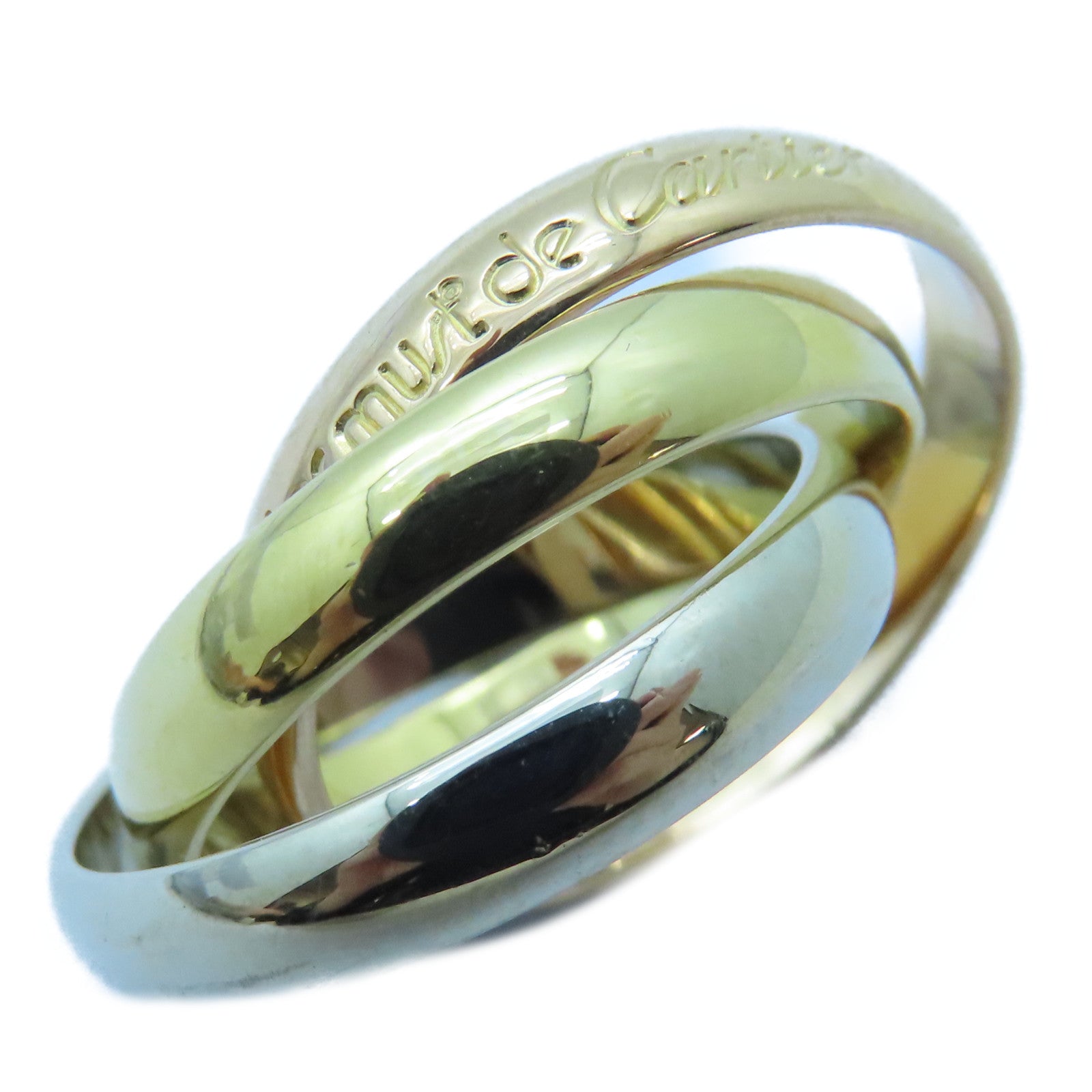 CARTIER 18K黃金/白金/玫瑰金Trinity戒指Cartier#50/US#5.5