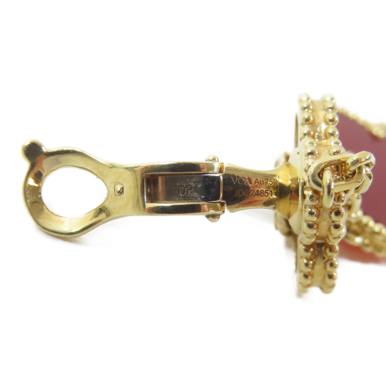 Van Cleef & Arpels 18K黃金Tiger Eye Magic Alhambra耳環紅色
