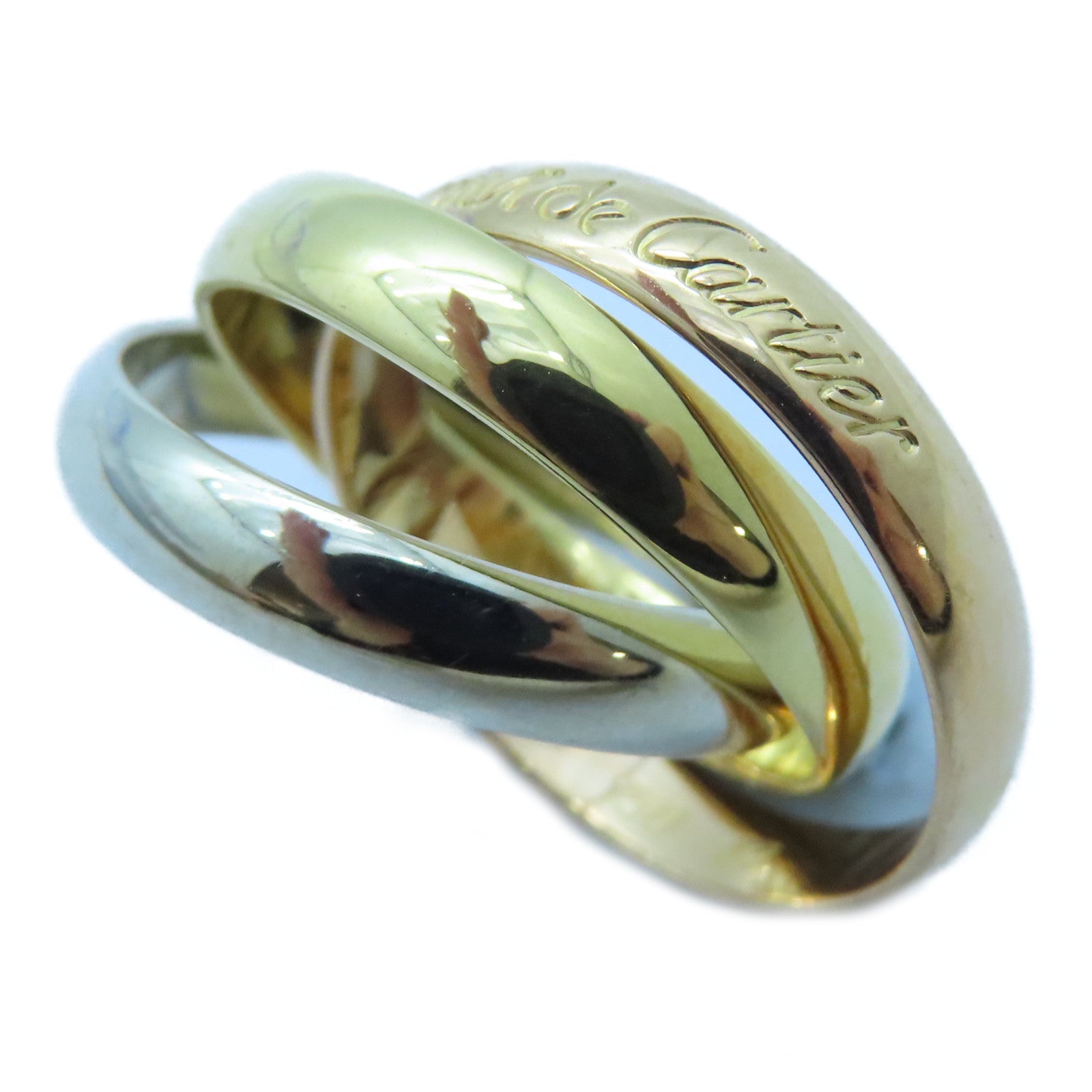 CARTIER 18K黃金/白金/玫瑰金Trinity戒指Cartier#50/US#5.5
