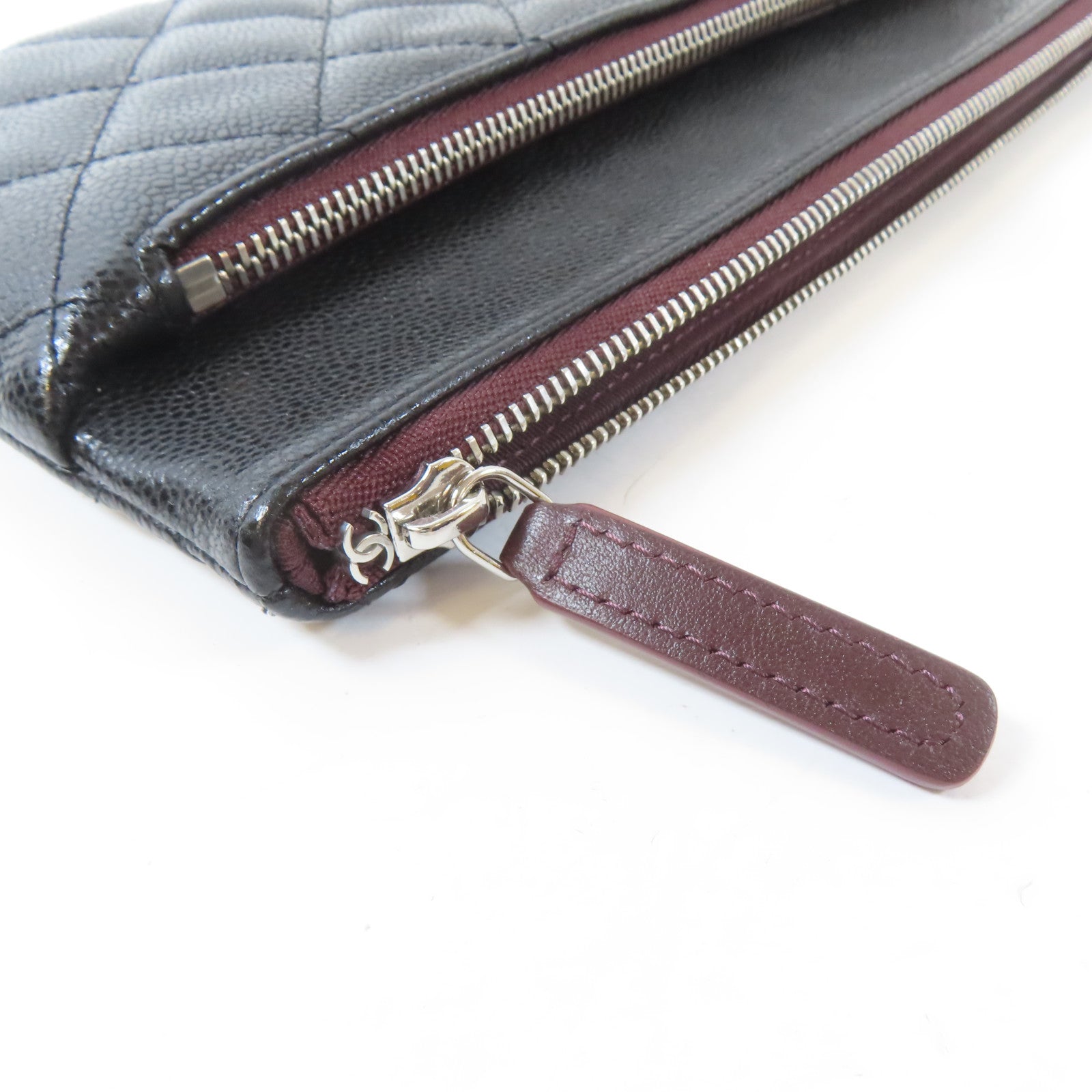 CHANEL 菱格Caviar皮革Clutch/Pouch銀扣手拿包黑色