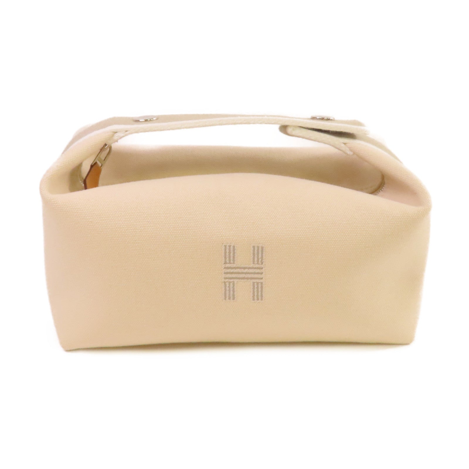 HERMES 帆布Bride A Brac Small Hand Bag銀扣手挽袋Nata奶茶色