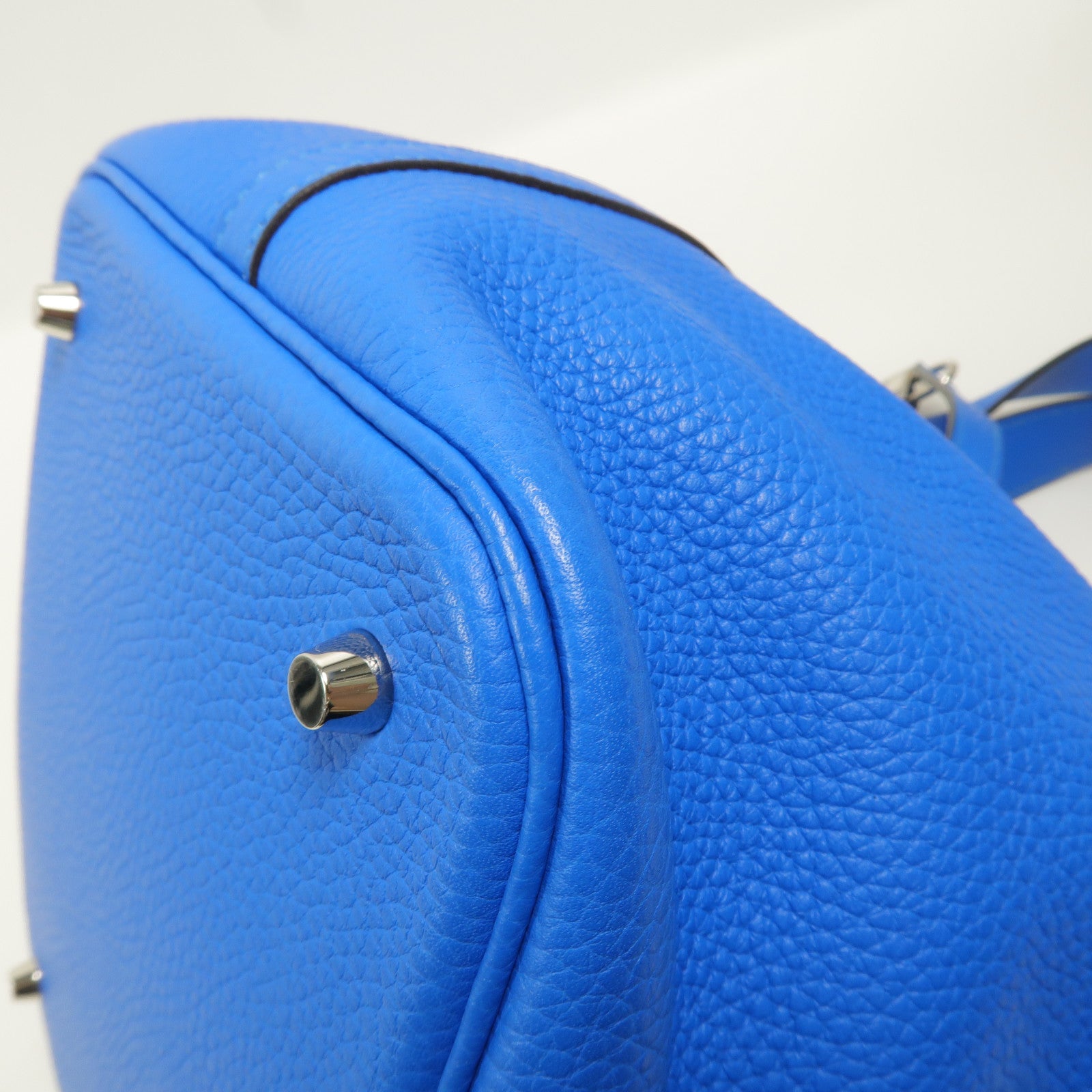 HERMES Clemence皮革Picotin MM手挽袋Bleu Hydra
