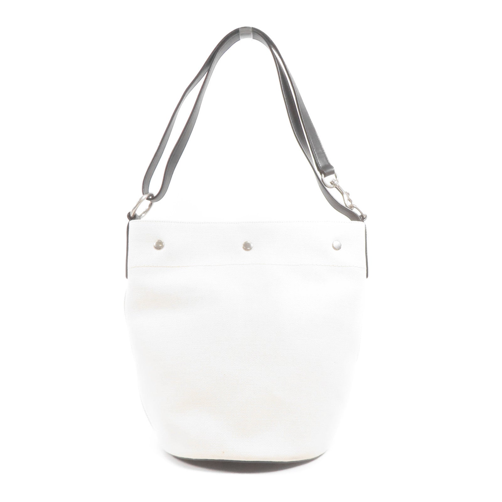 SAINT LAURENT 帆布Rive Gauche Bucket Shoulder Bag銀扣肩背袋