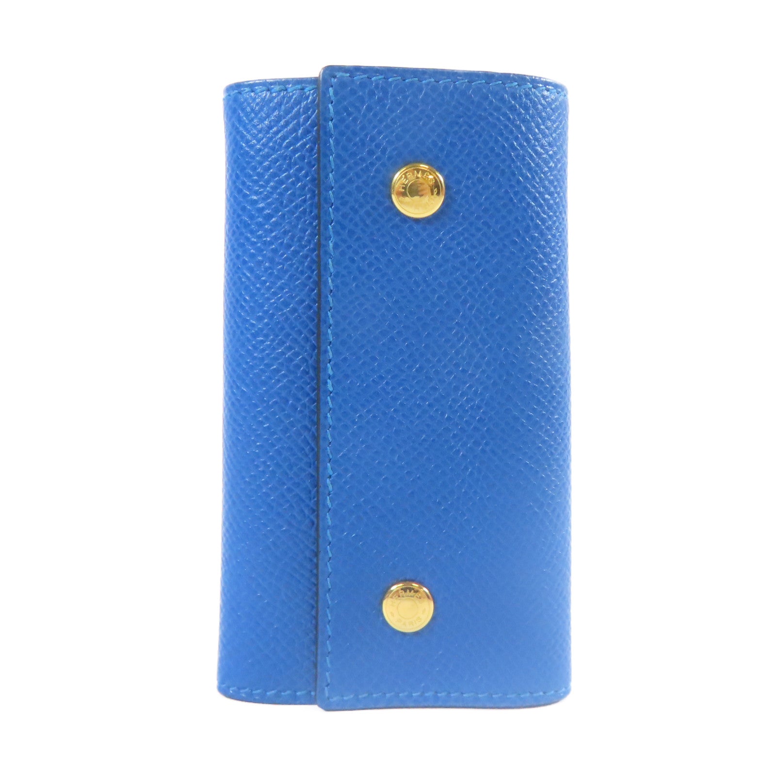 HERMES Veau Epsom皮革Key Case金扣鎖匙包藍色
