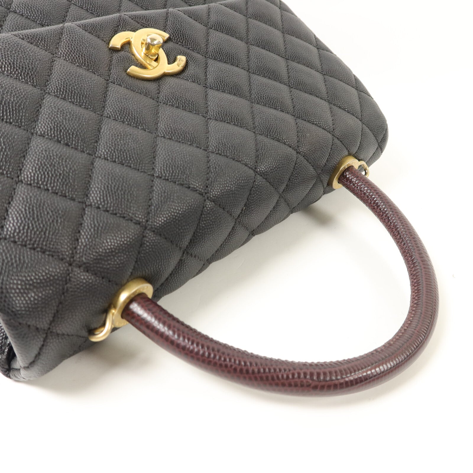 CHANEL 牛皮皮革Coco Handle Medium鏈帶手挽肩背兩用袋