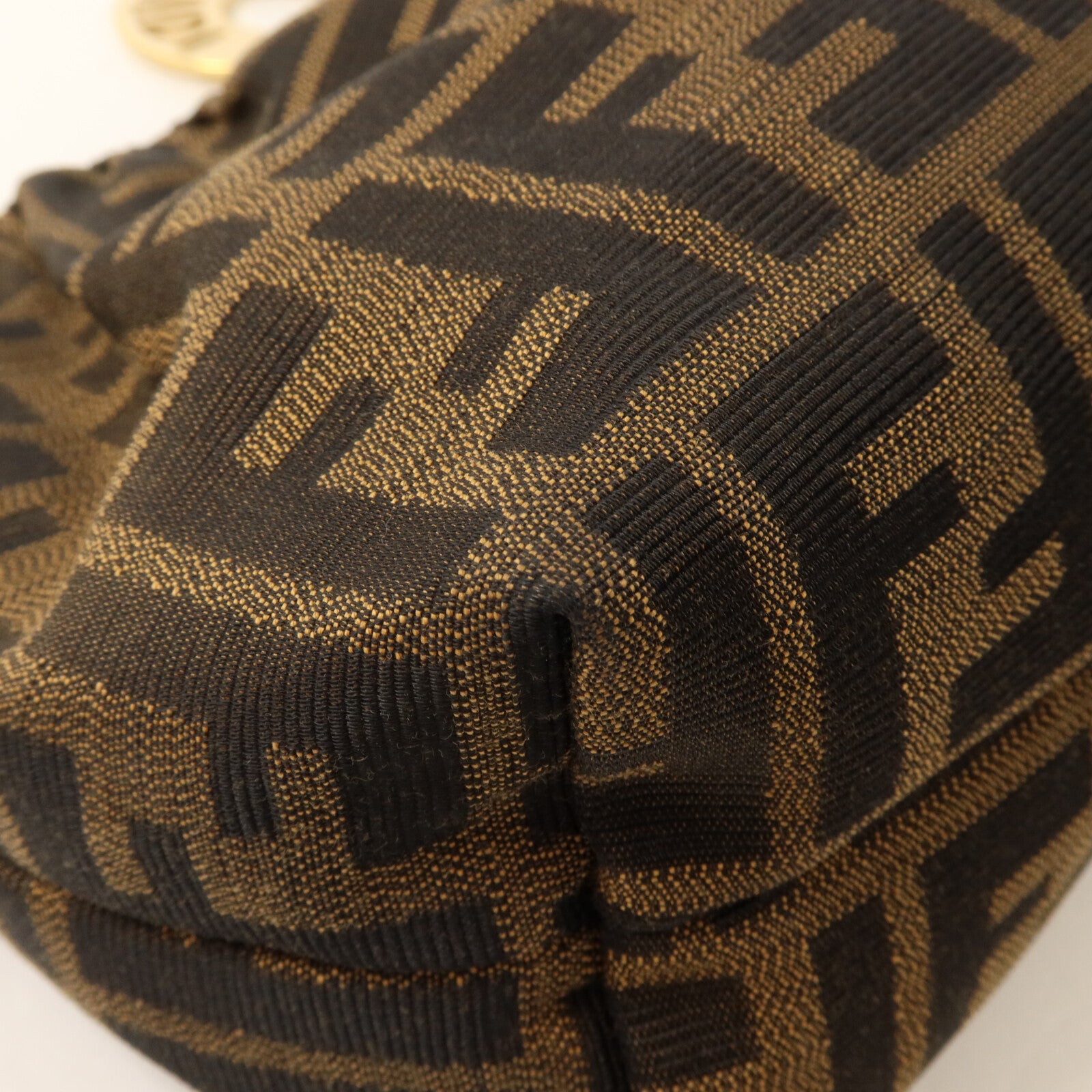 FENDI 帆布/牛皮皮革Zucca Mini肩背袋