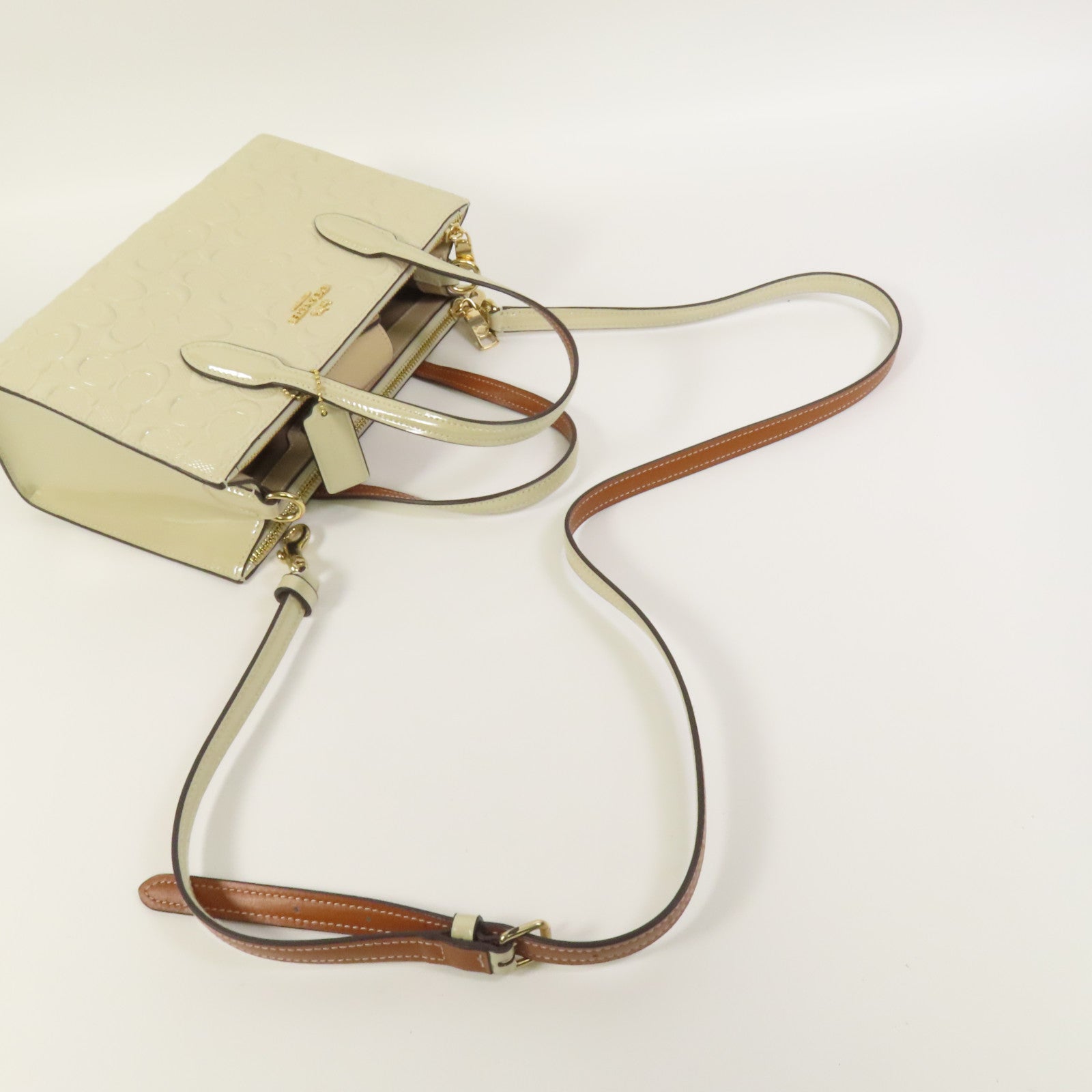 COACH 漆皮皮革Nina Small Tote金扣手挽肩背兩用袋