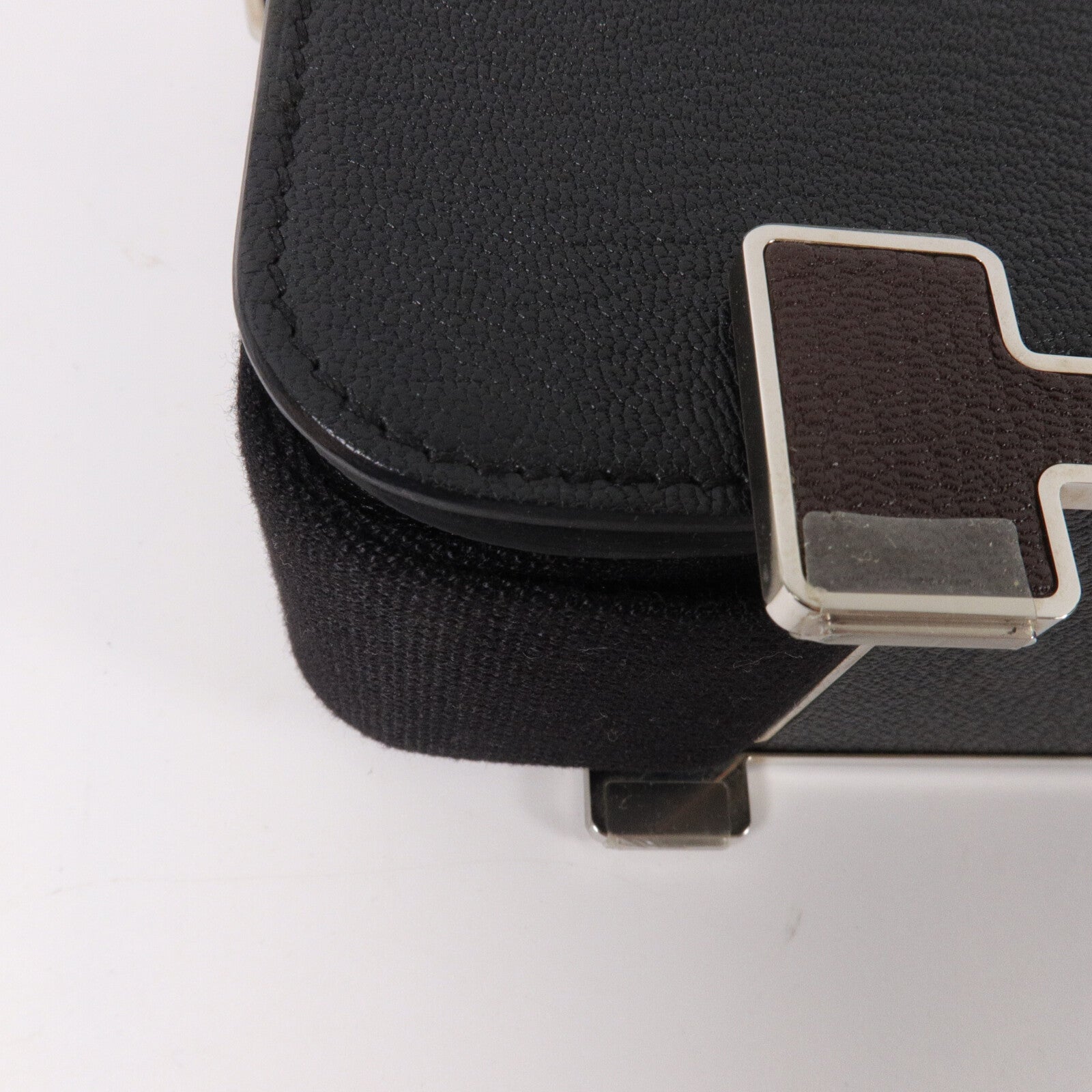 HERMES Chevre皮革Geta Bicolor肩背袋Noir