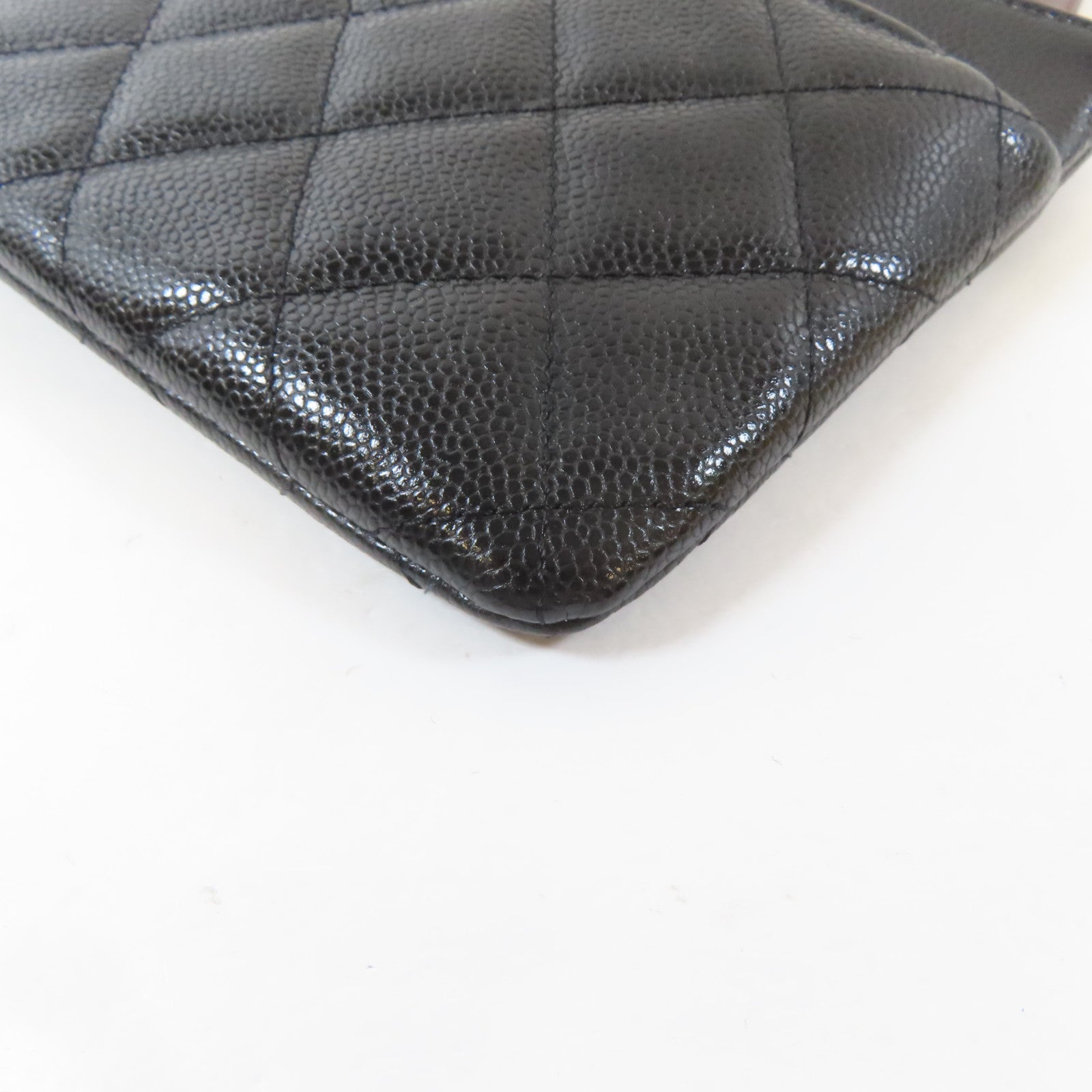 CHANEL 菱格Caviar皮革Clutch/Pouch銀扣手拿包黑色