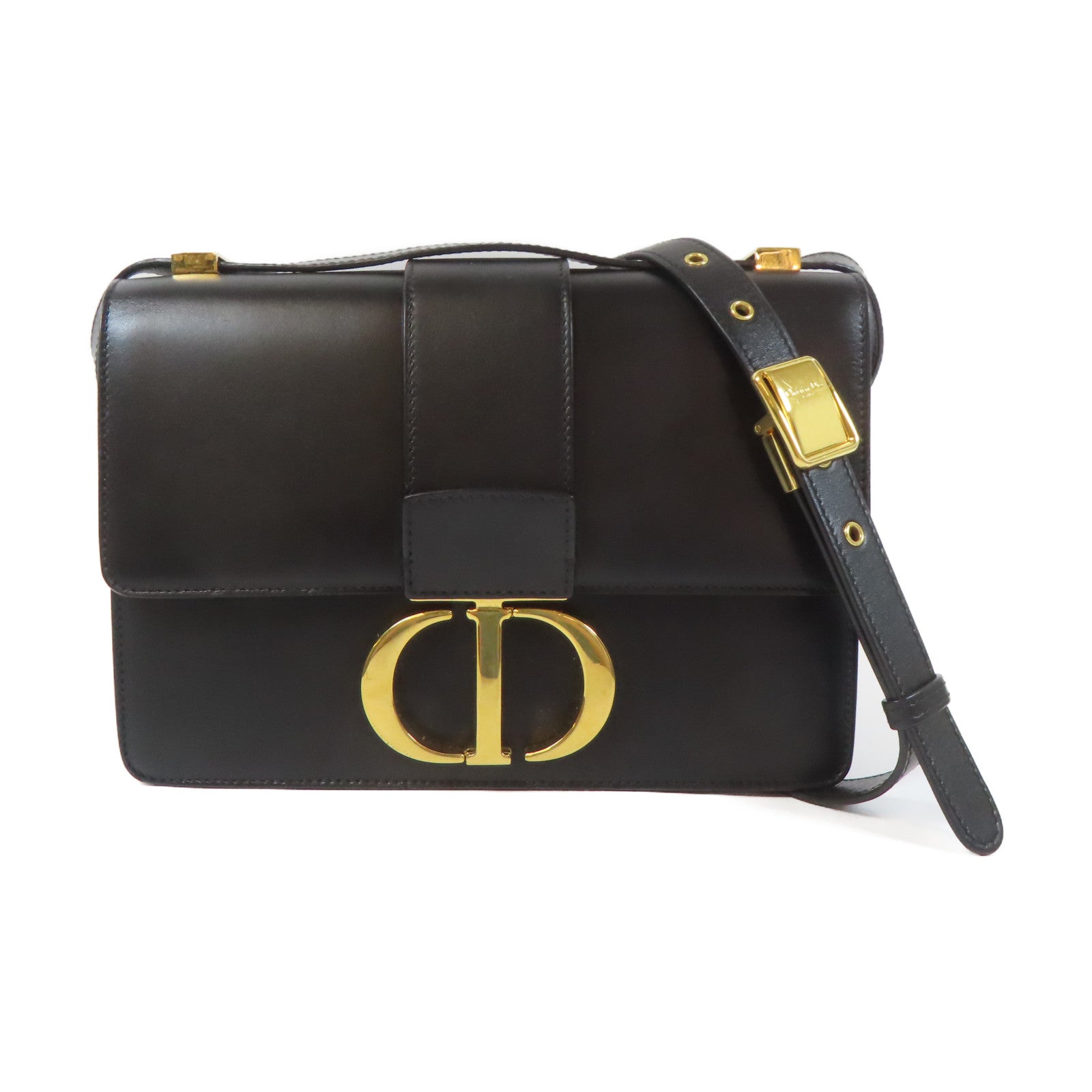 Dior 牛皮皮革Montaigne金扣肩背袋黑色