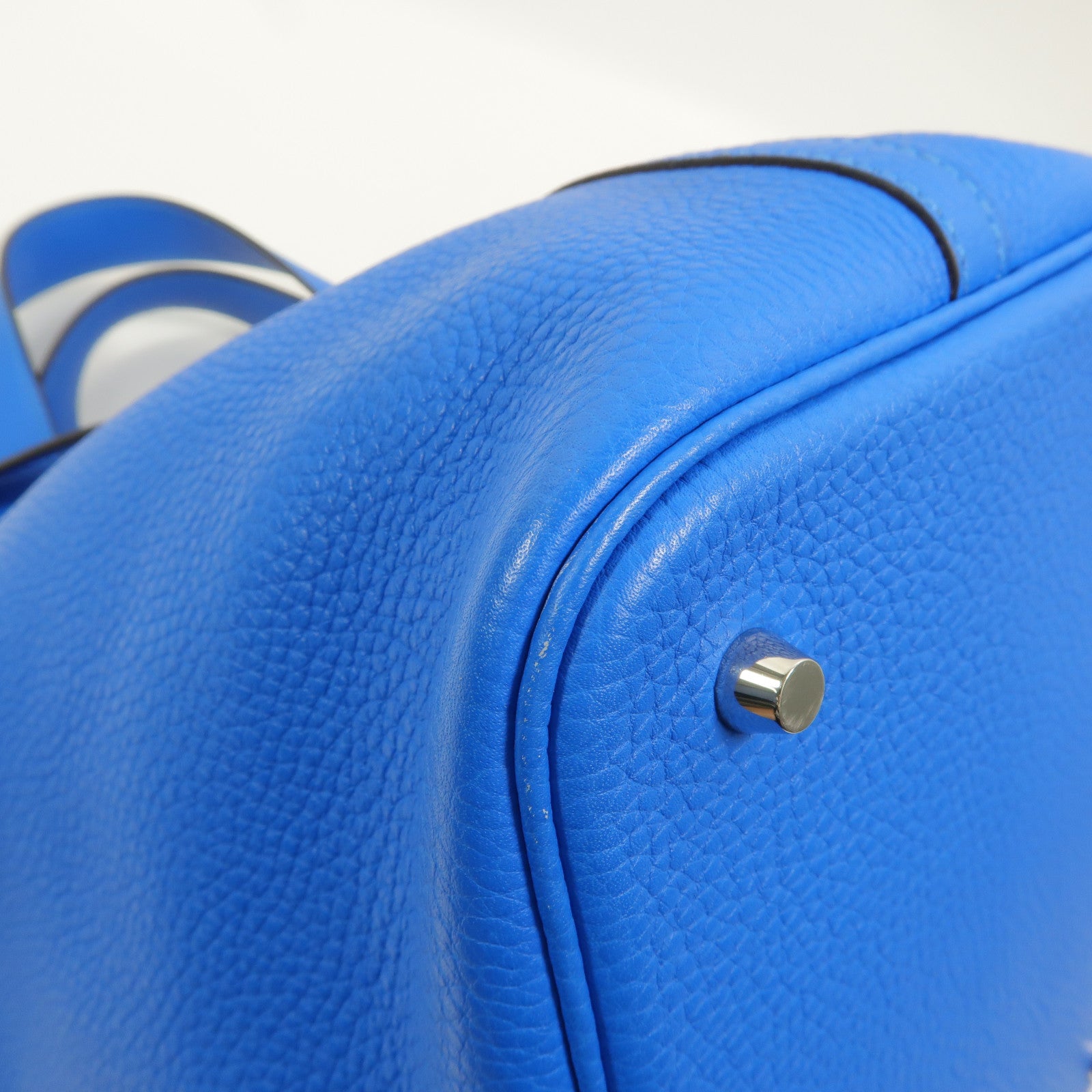 HERMES Clemence皮革Picotin MM手挽袋Bleu Hydra