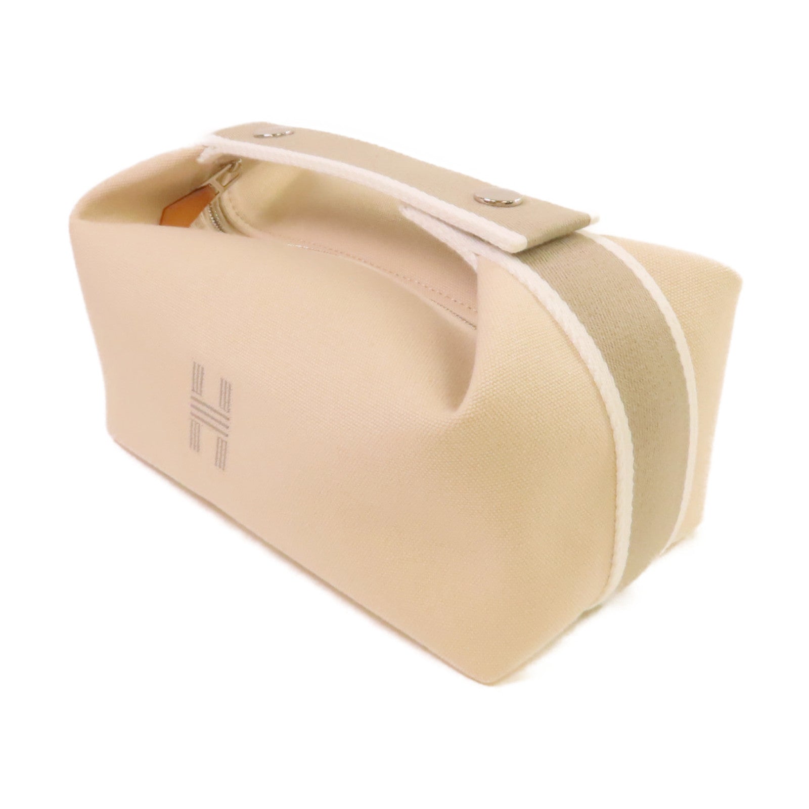HERMES 帆布Bride A Brac Small Hand Bag銀扣手挽袋Nata奶茶色