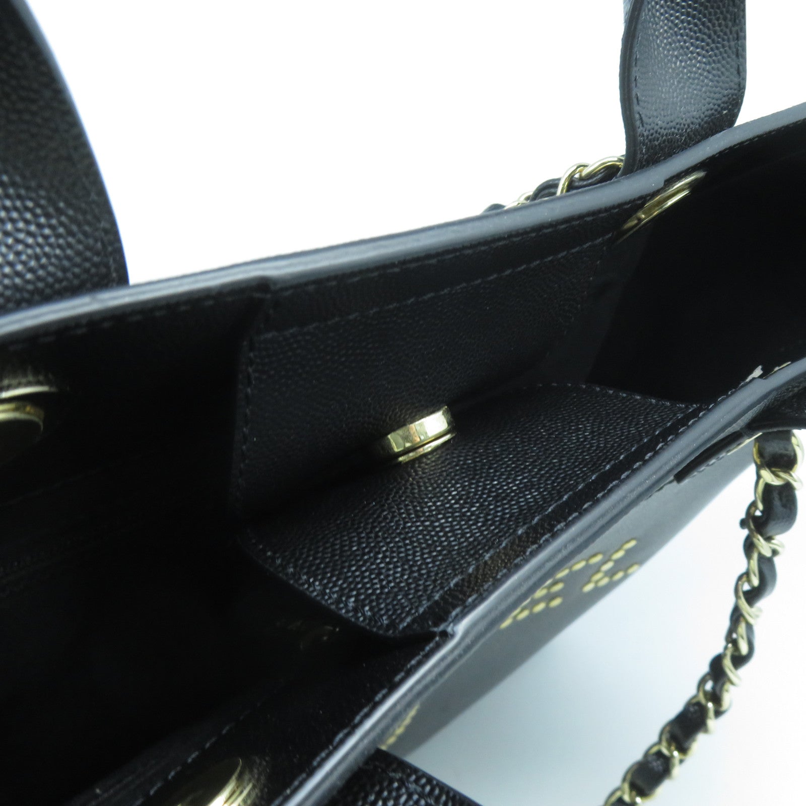 CHANEL 牛皮皮革Deauville 2 Way Shoulder Bag金扣手挽肩背兩用袋黑色
