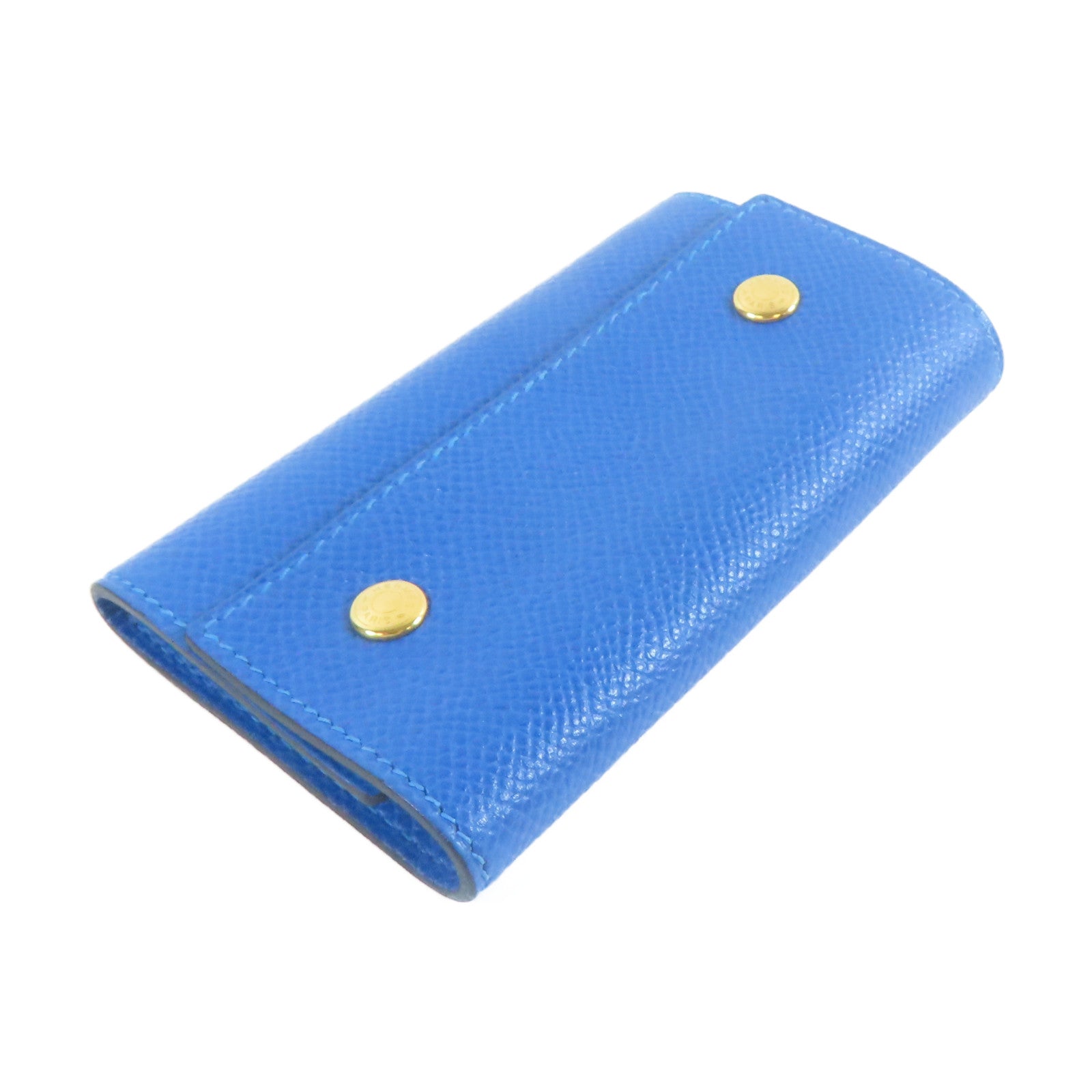 HERMES Veau Epsom皮革Key Case金扣鎖匙包藍色