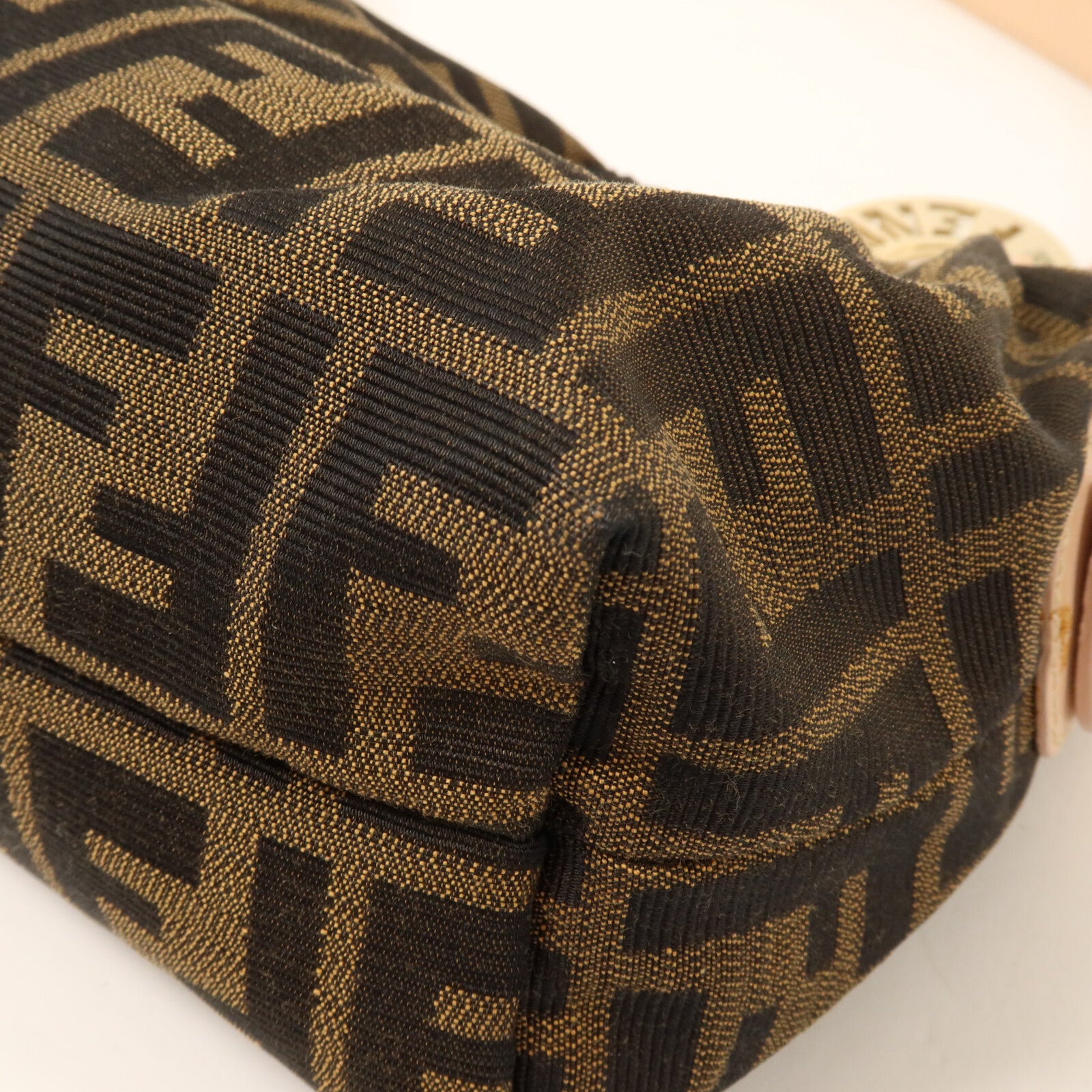 FENDI 帆布/牛皮皮革Zucca Mini肩背袋