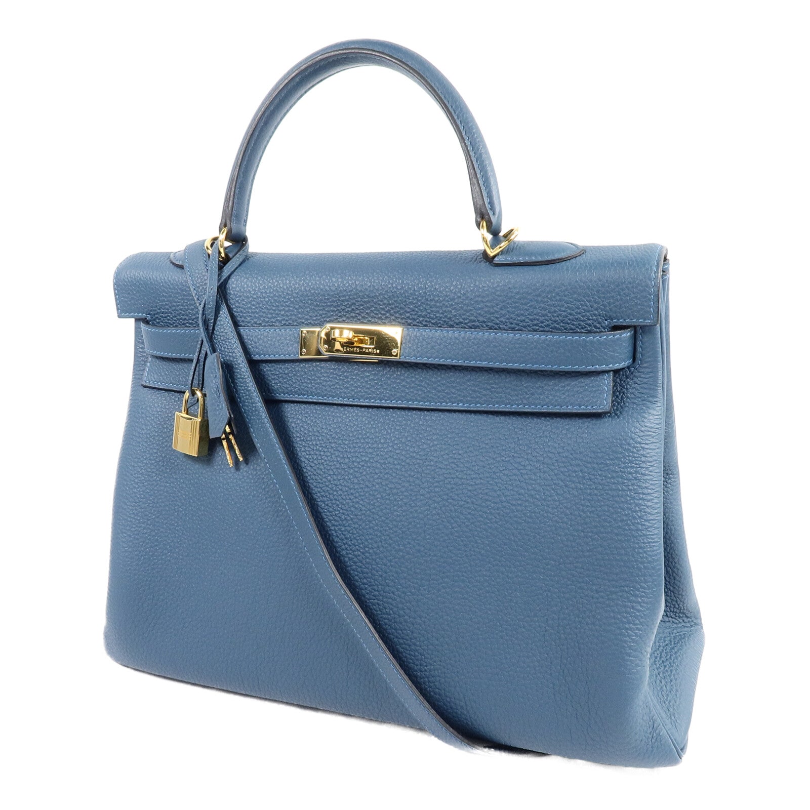 HERMES Togo皮革Kelly 35手挽肩背兩用袋Vert Bosphore