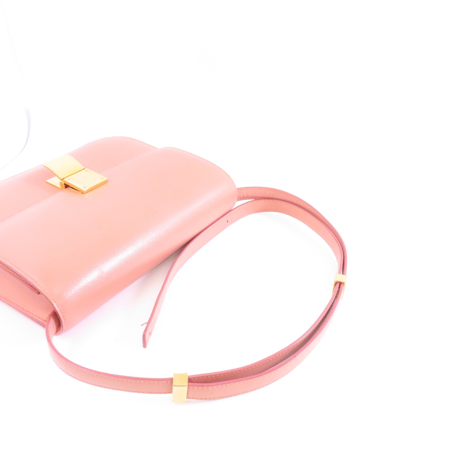 CELINE 【激減優惠】牛皮皮革Celine Box金扣肩背袋粉紅色