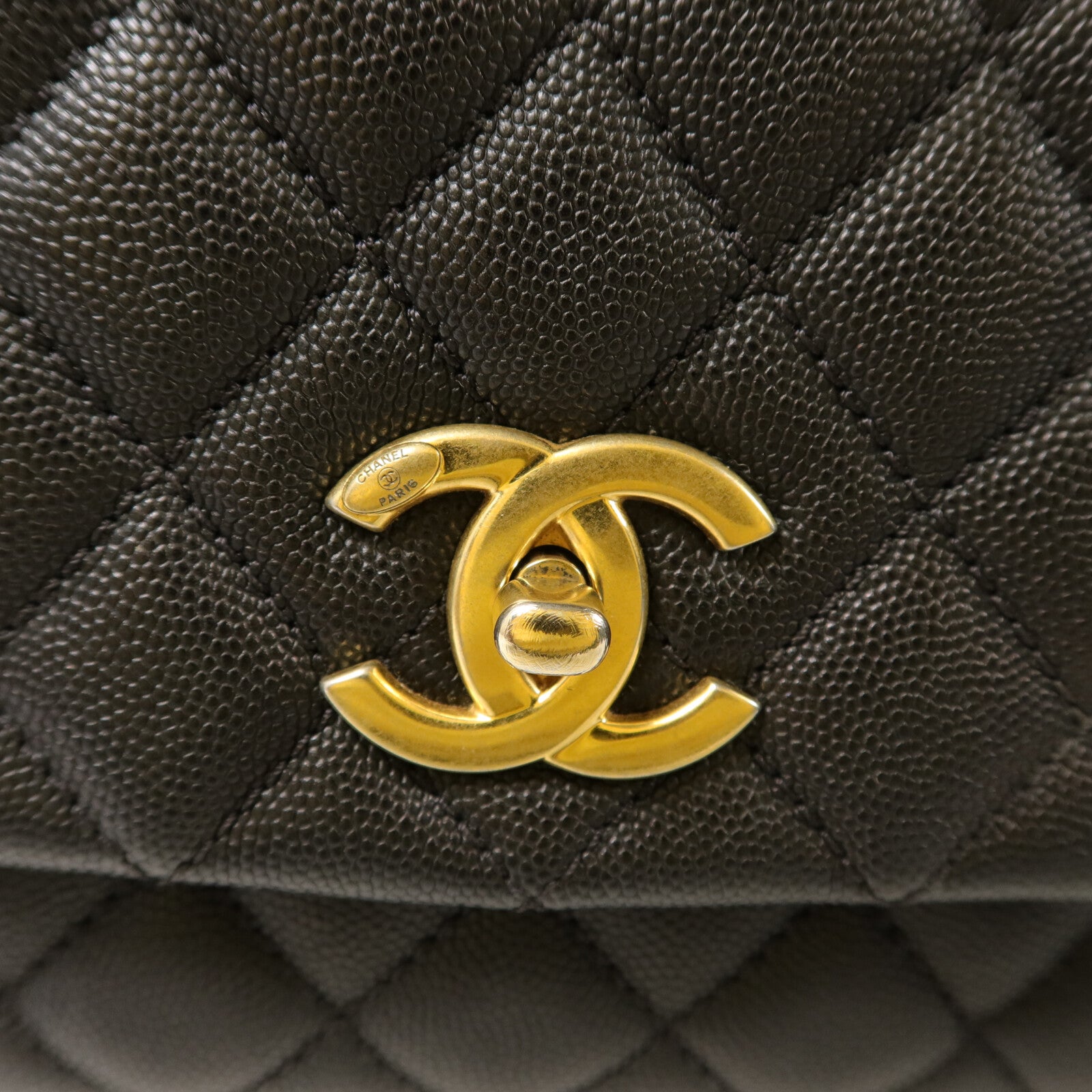 CHANEL 牛皮皮革Coco Handle Medium鏈帶手挽肩背兩用袋