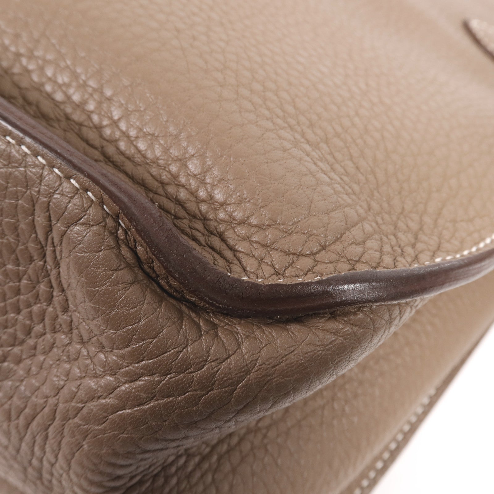 HERMES Clemence皮革Jypsiere 37銀扣肩背袋Etoupe
