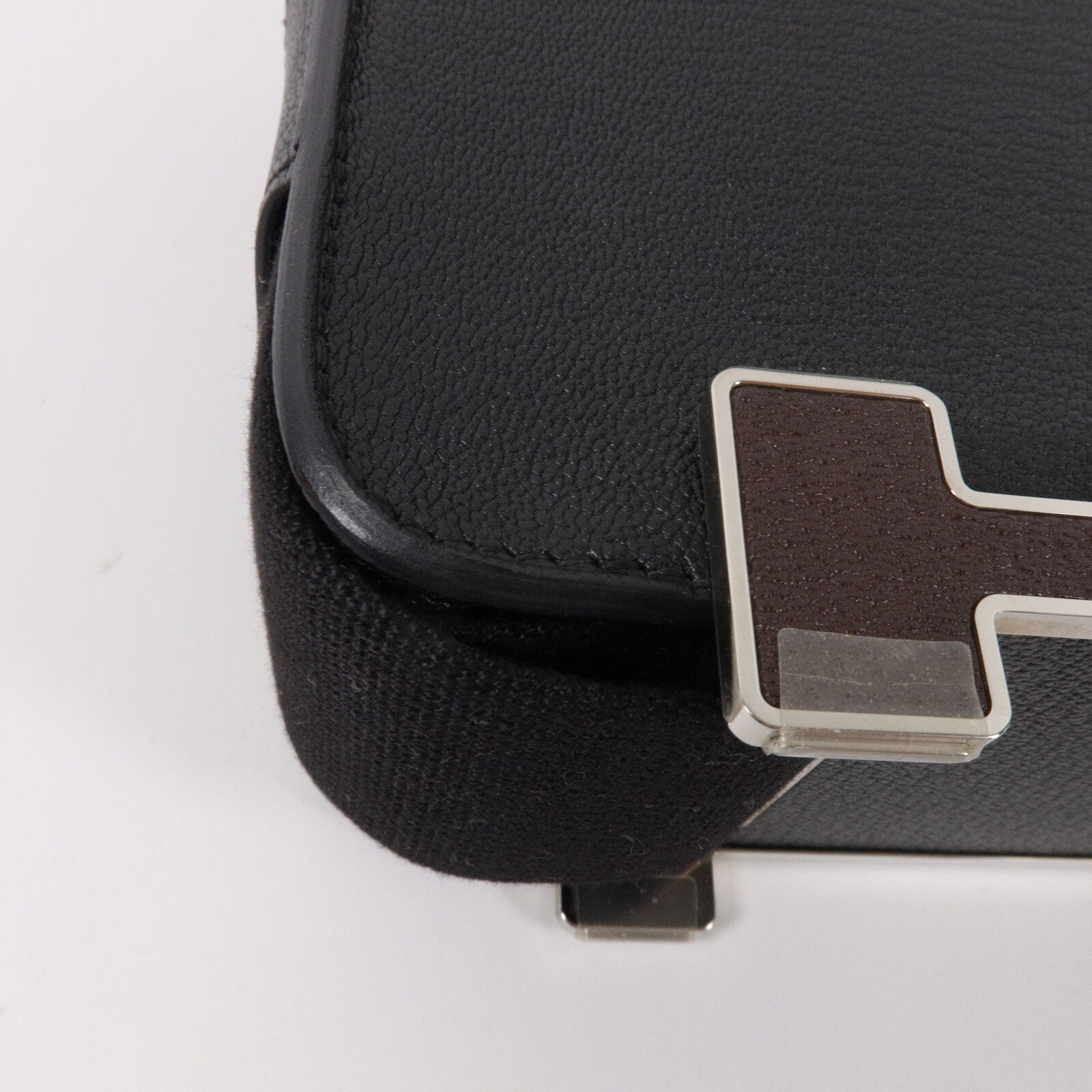 HERMES Chevre皮革Geta Bicolor肩背袋Noir