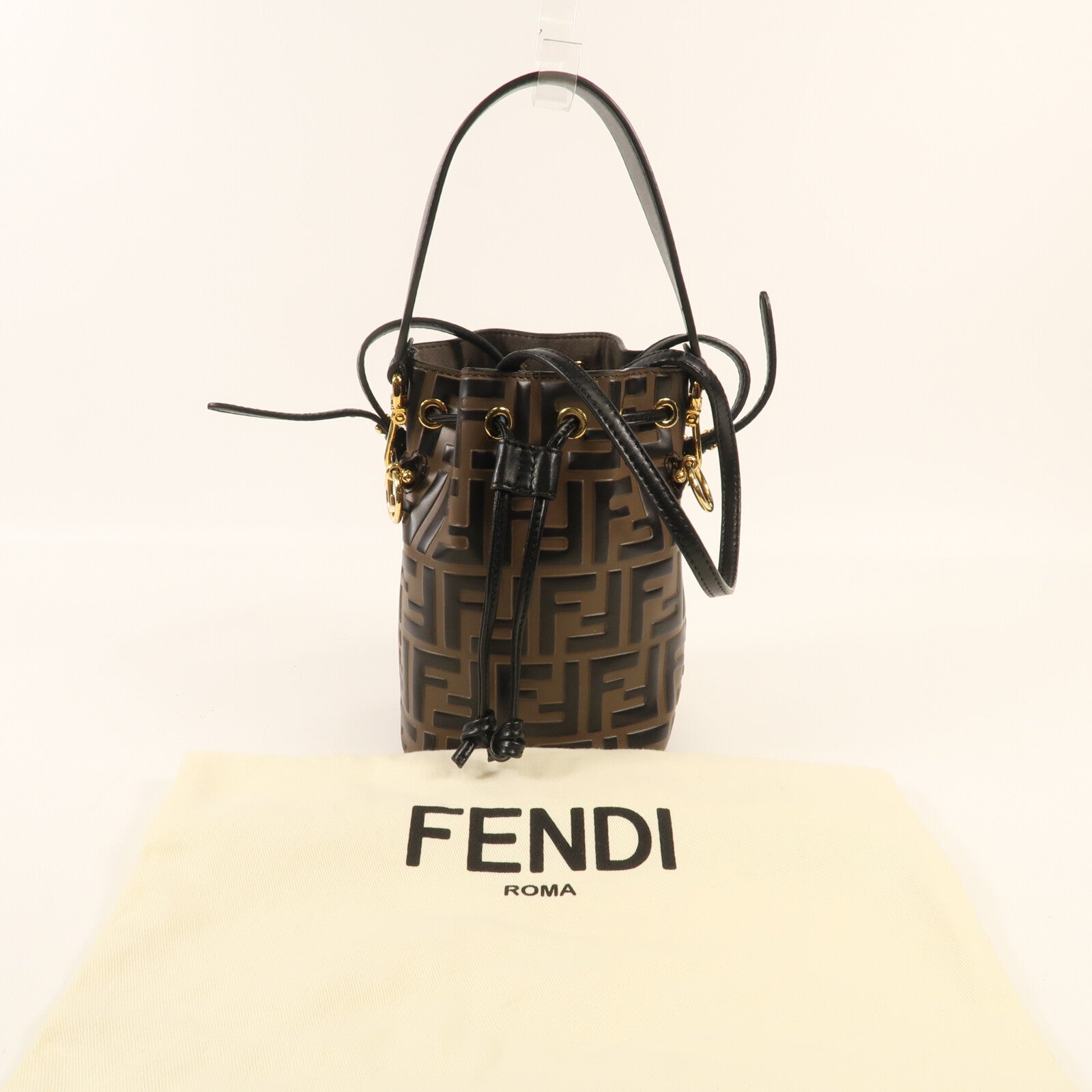 FENDI 牛皮皮革Mini Mon Tresor金扣手挽肩背兩用袋