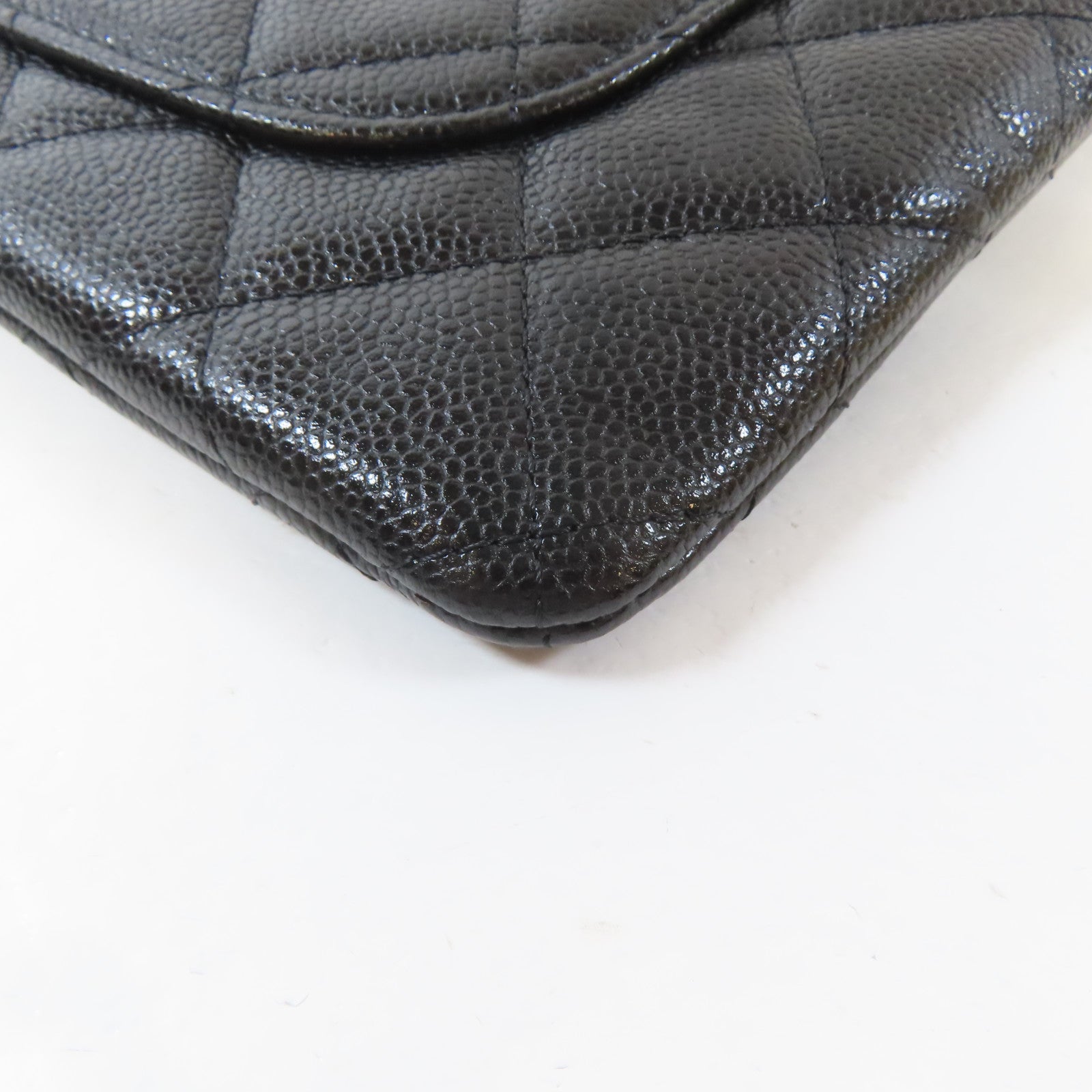 CHANEL 菱格Caviar皮革Clutch/Pouch銀扣手拿包黑色