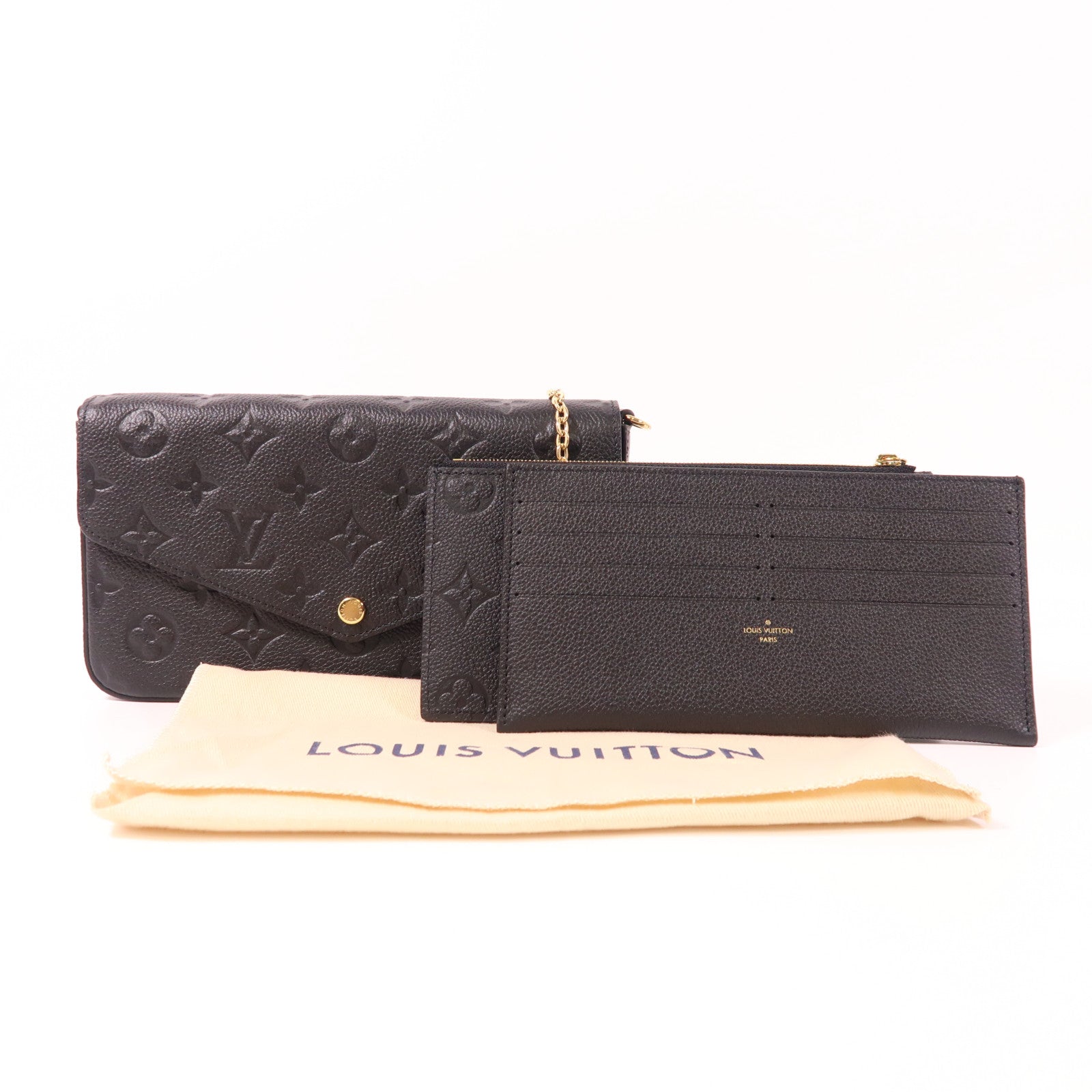 LOUIS VUITTON Monogram Empreinte Felicie Pochette 金扣鏈帶肩背袋