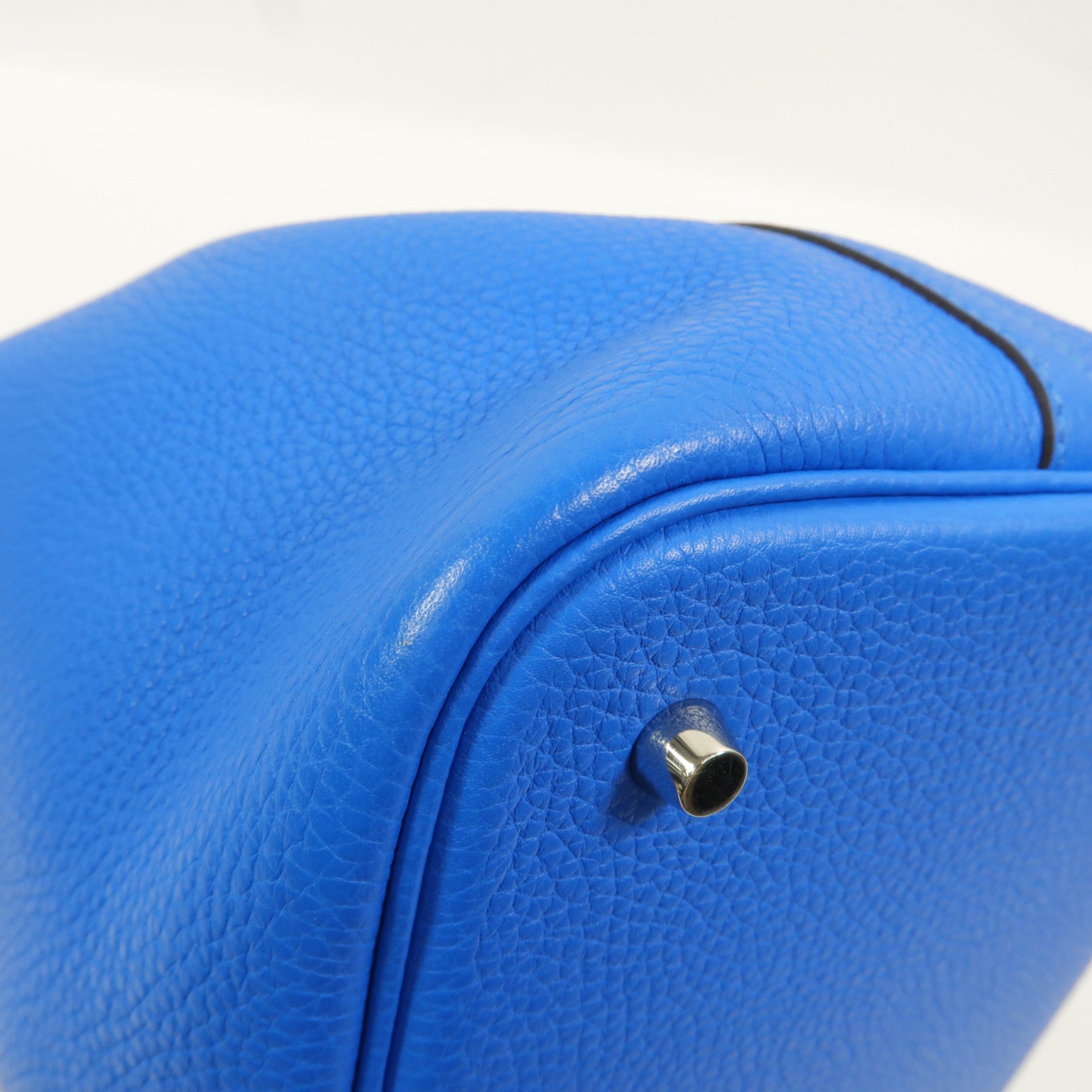 HERMES Clemence皮革Picotin MM手挽袋Bleu Hydra