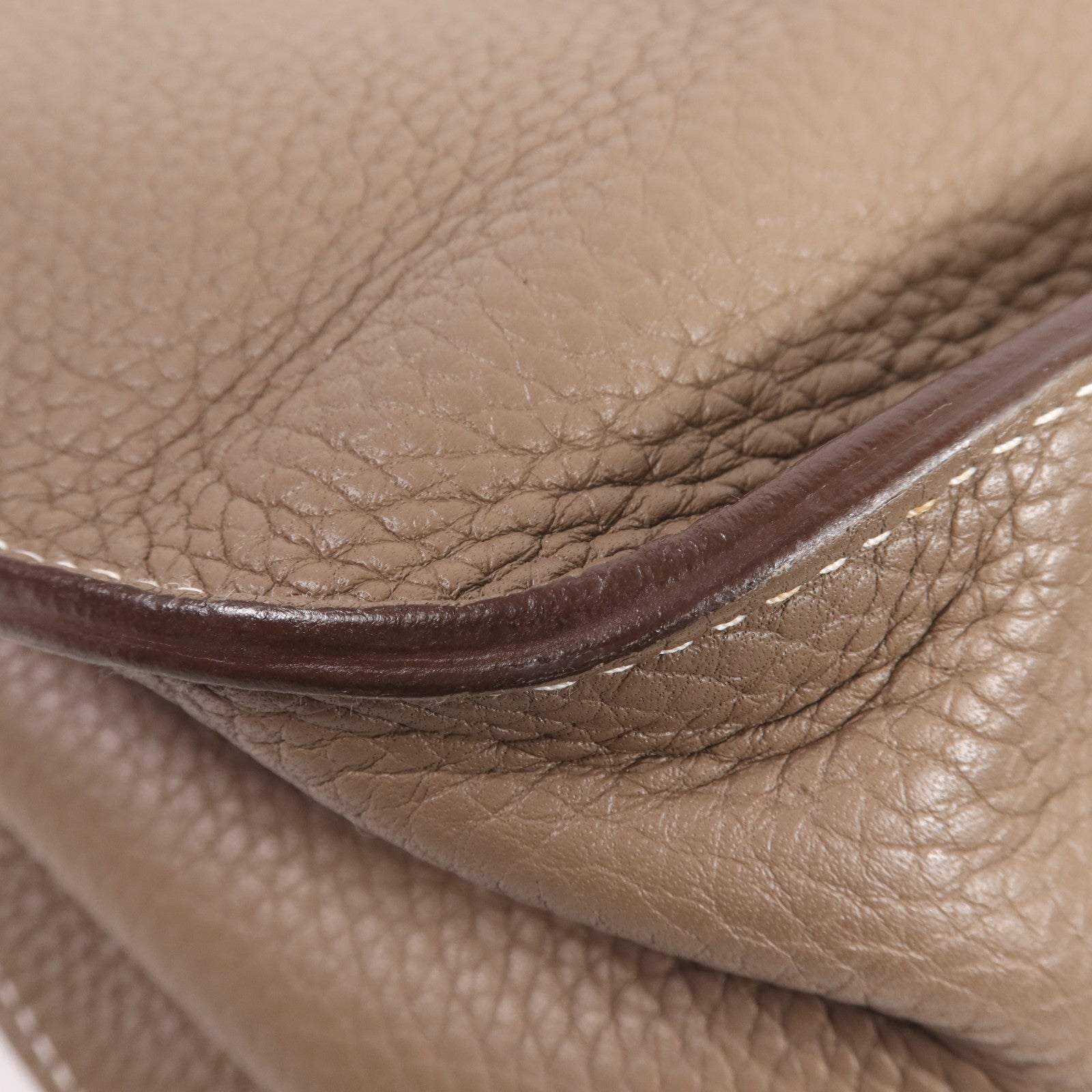HERMES Clemence皮革Jypsiere 37銀扣肩背袋Etoupe
