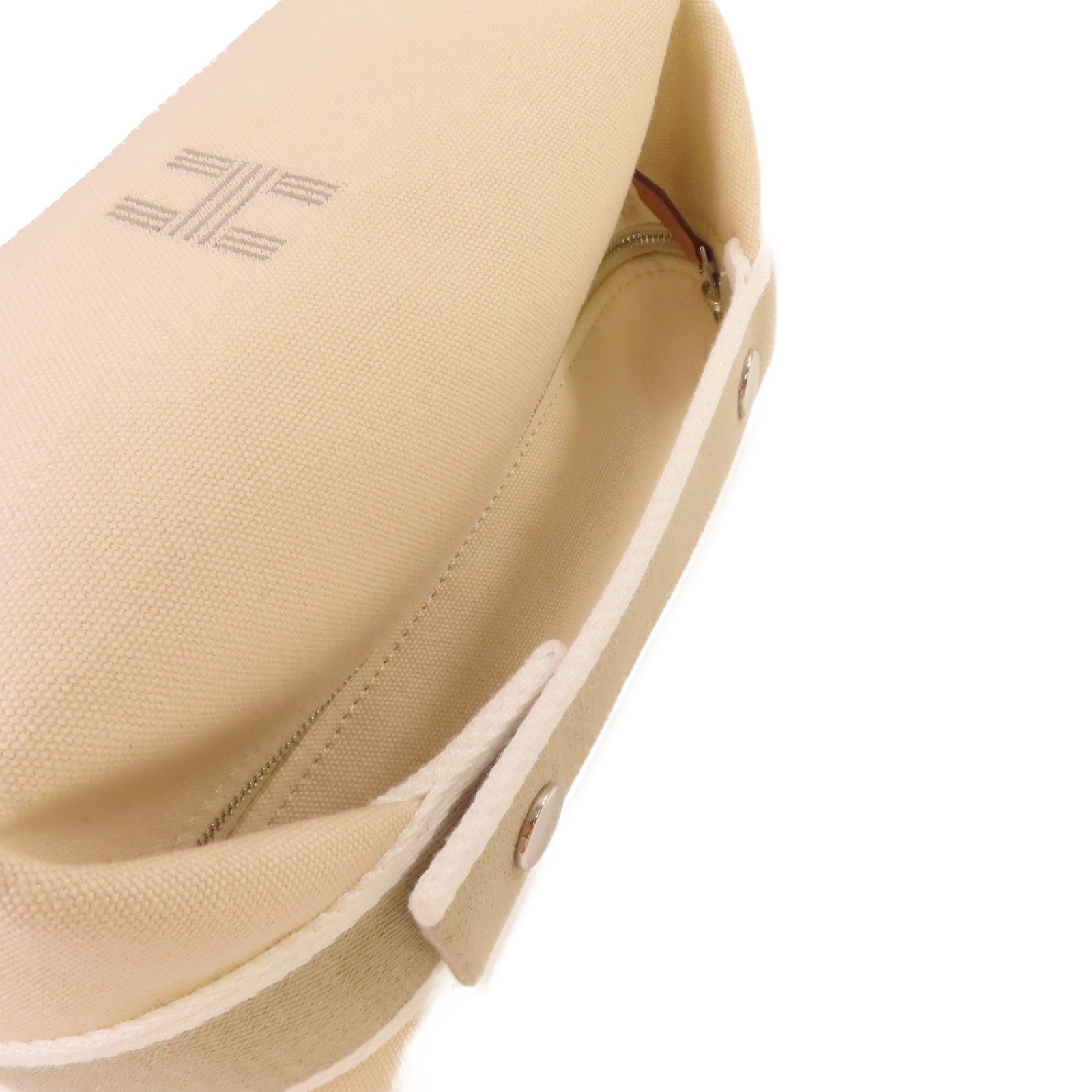 HERMES 帆布Bride A Brac Small Hand Bag銀扣手挽袋Nata奶茶色