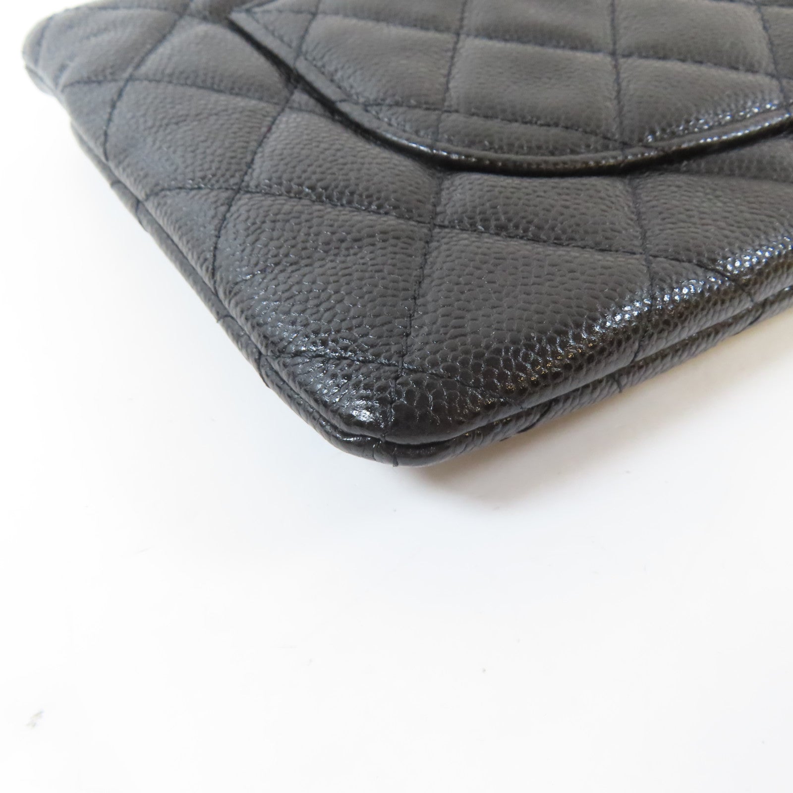 CHANEL 菱格Caviar皮革Clutch/Pouch銀扣手拿包黑色