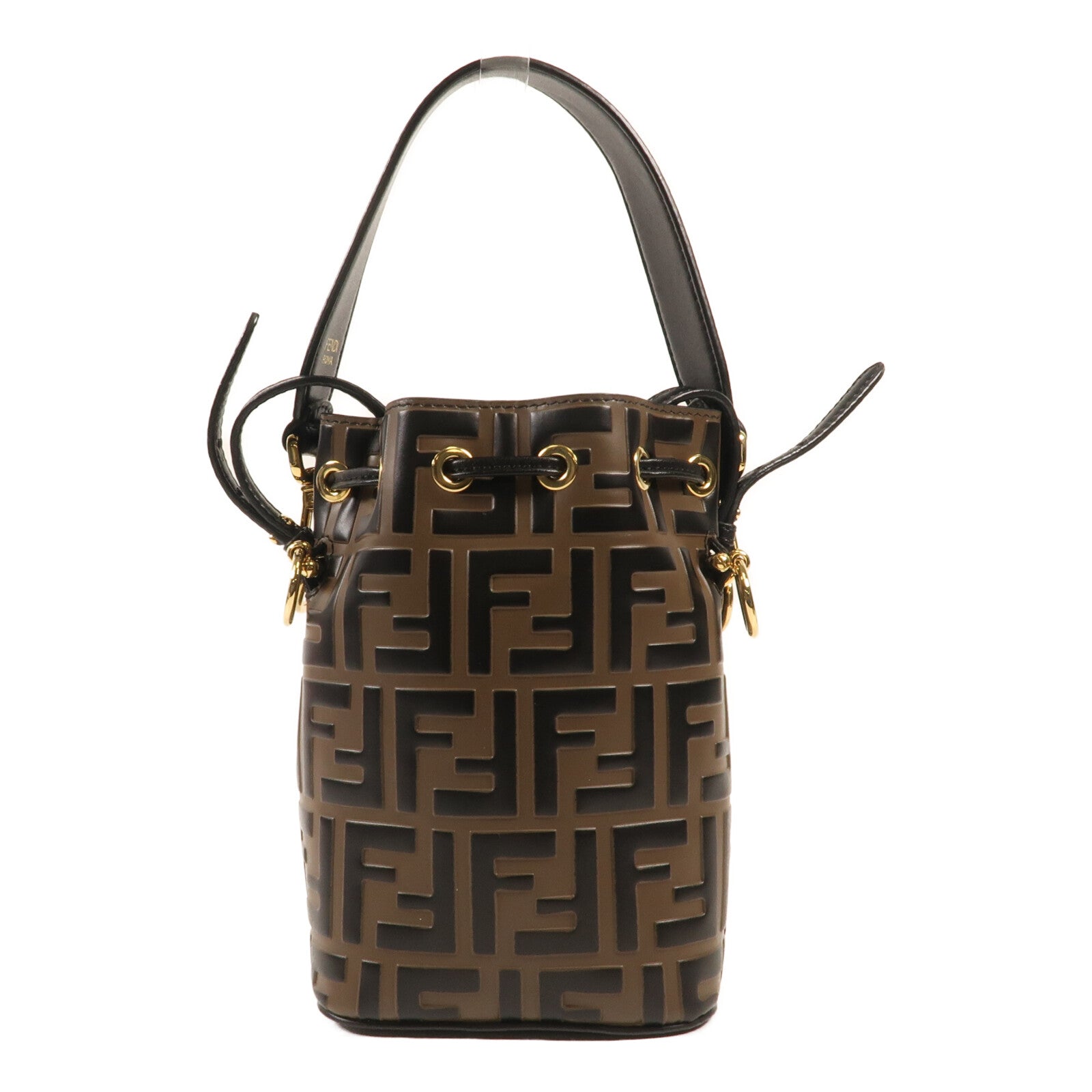 FENDI 牛皮皮革Mini Mon Tresor金扣手挽肩背兩用袋