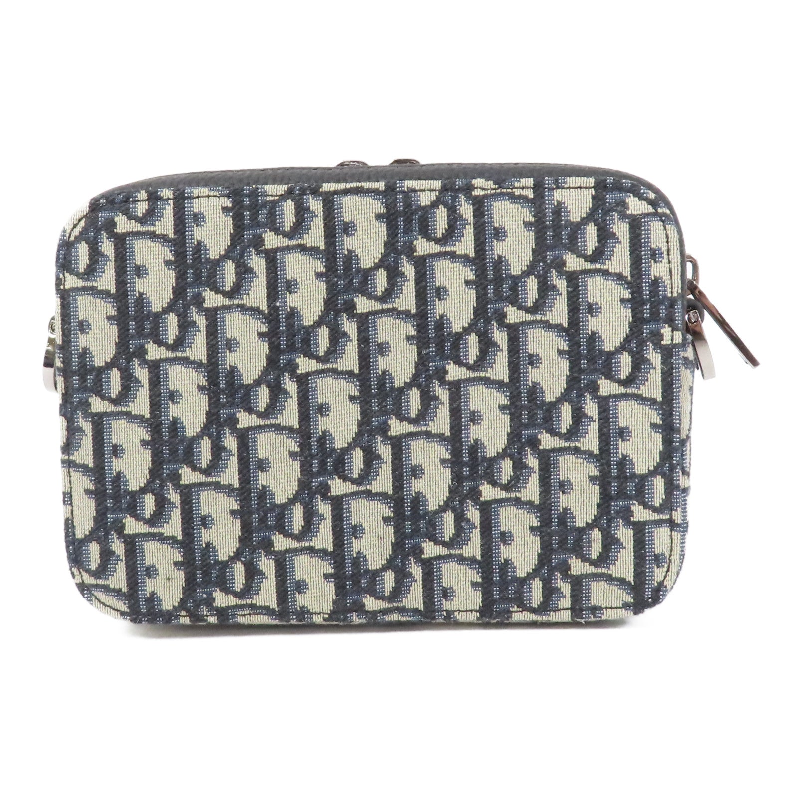 Dior 帆布Oblique Camera Bag銀扣肩背袋藍色