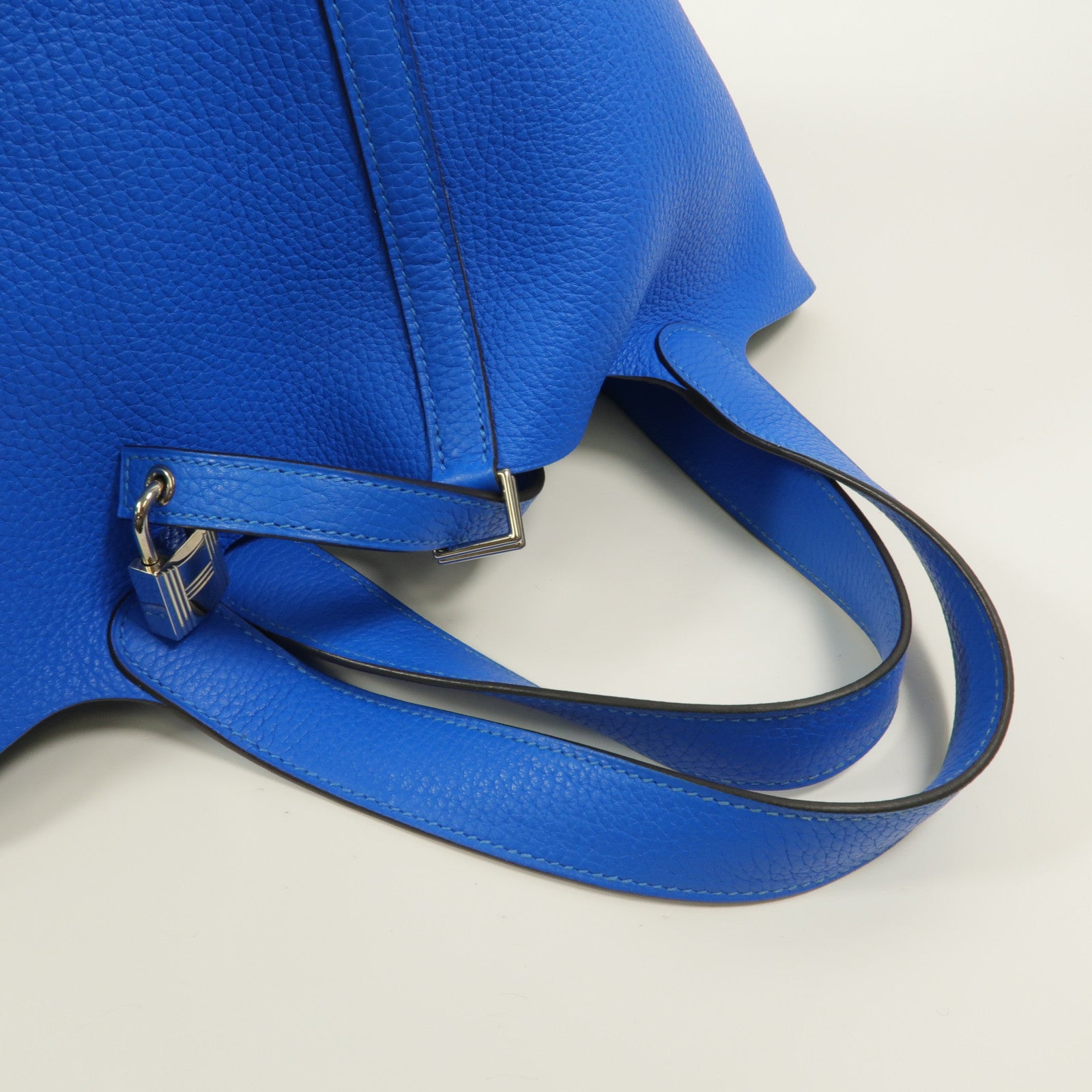 HERMES Clemence皮革Picotin MM手挽袋Bleu Hydra