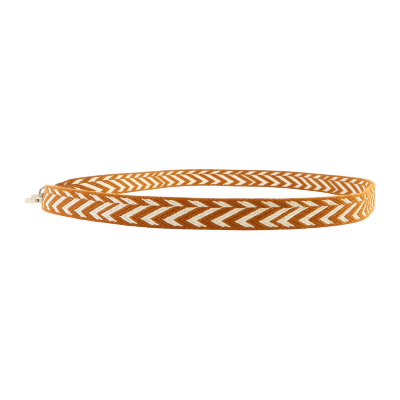 HERMES 帆布/Swift皮革Sangle Zigzag 25mm Strap金扣肩帶Gold/Blanc