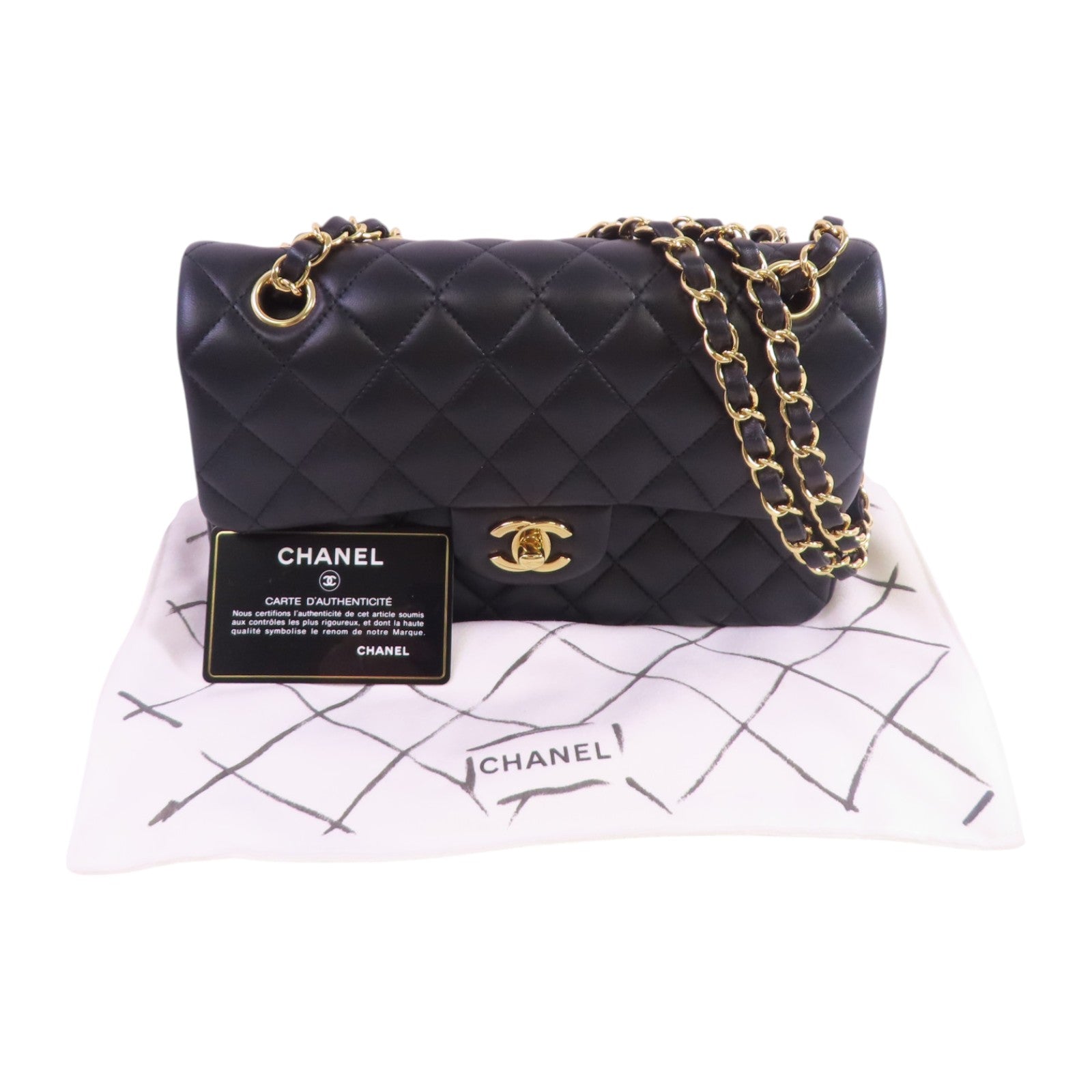 CHANEL 牛皮皮革Classic 23金扣鏈帶肩背袋
