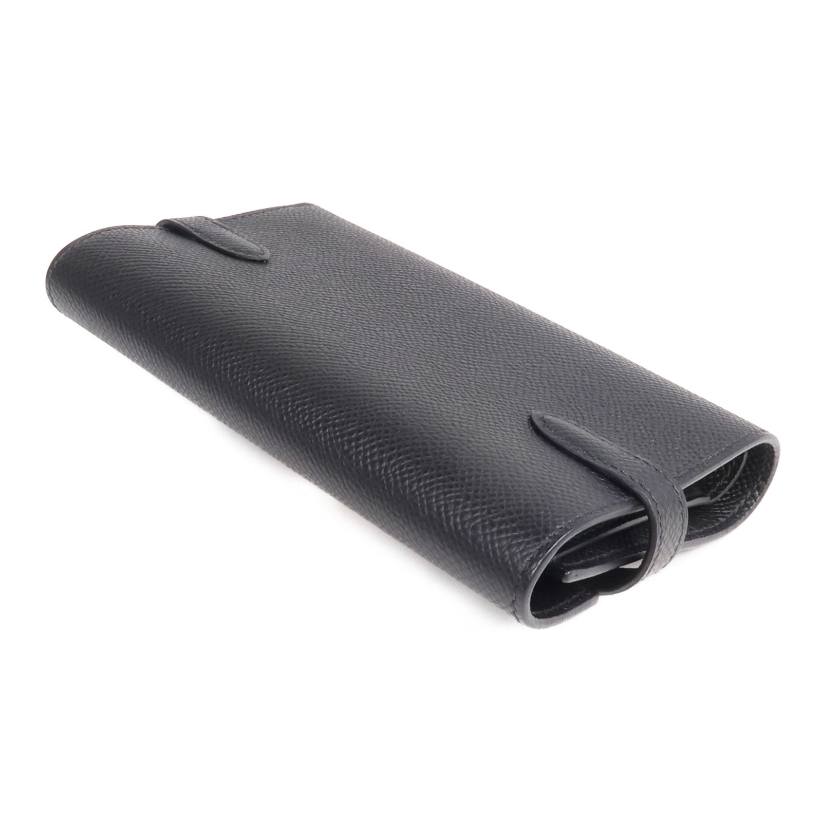 HERMES Epsom皮革Kelly Compact Wallet金扣錢包Noir